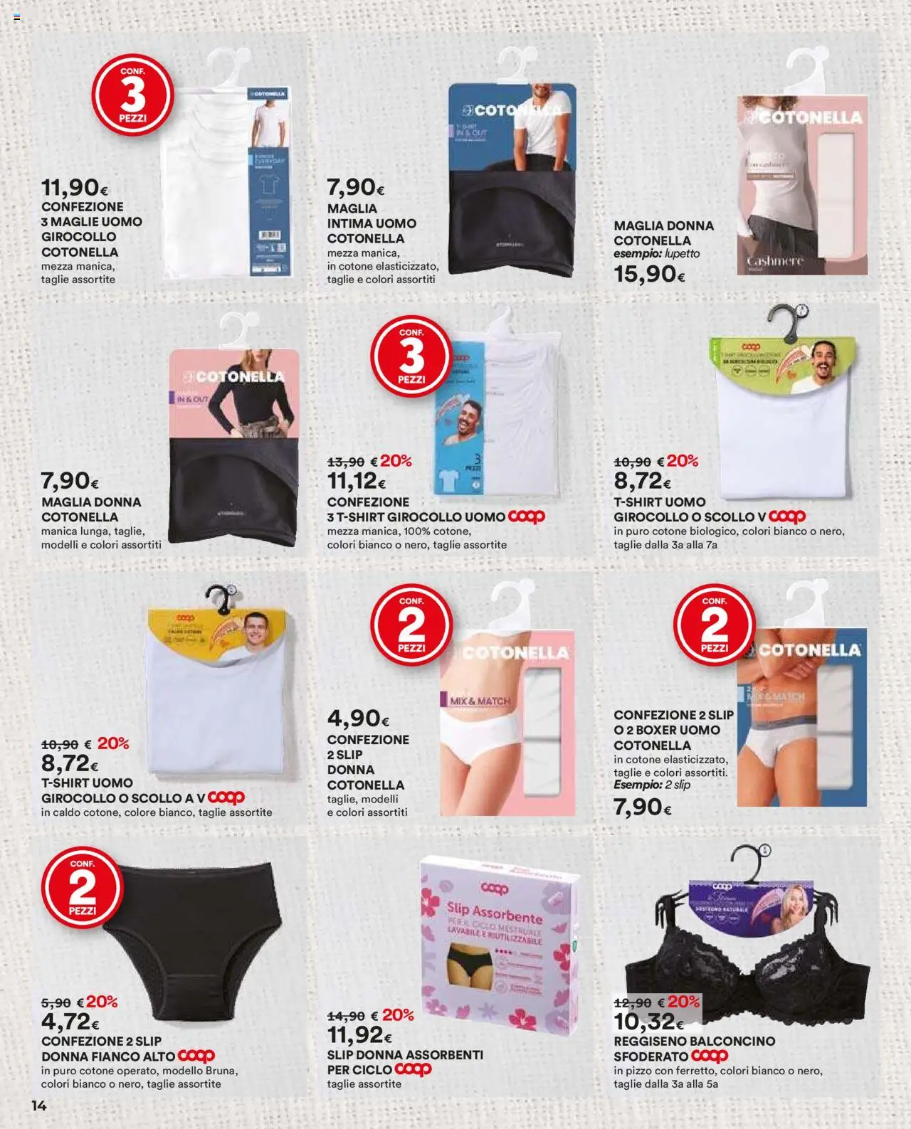 Volantino Ipercoop del 16.10.2025 | Pagina: 14 | Prodotti: Reggiseno, Slip, Boxer