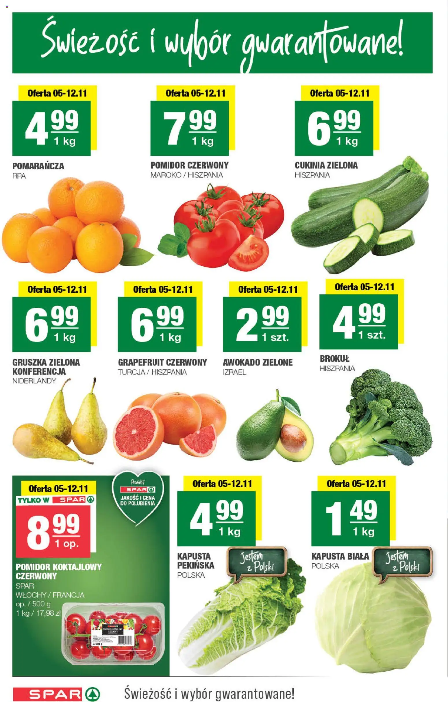 Spar Gazetka od 05.11.2025 | Strona: 2 | Produkty: Kapusta, Gruszka, Cukinia, Kapusta biała