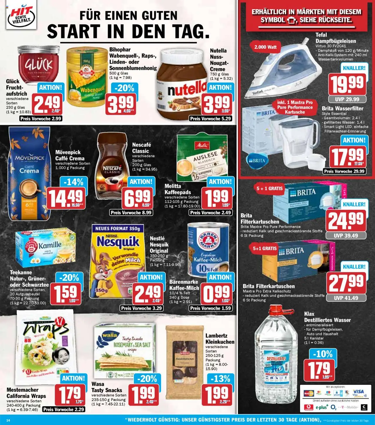 HIT - Wochenprospekt – gültig ab 08.09.2025 | Seite: 14 | Produkte: Kaffeepads, Milch, Creme, Wasser