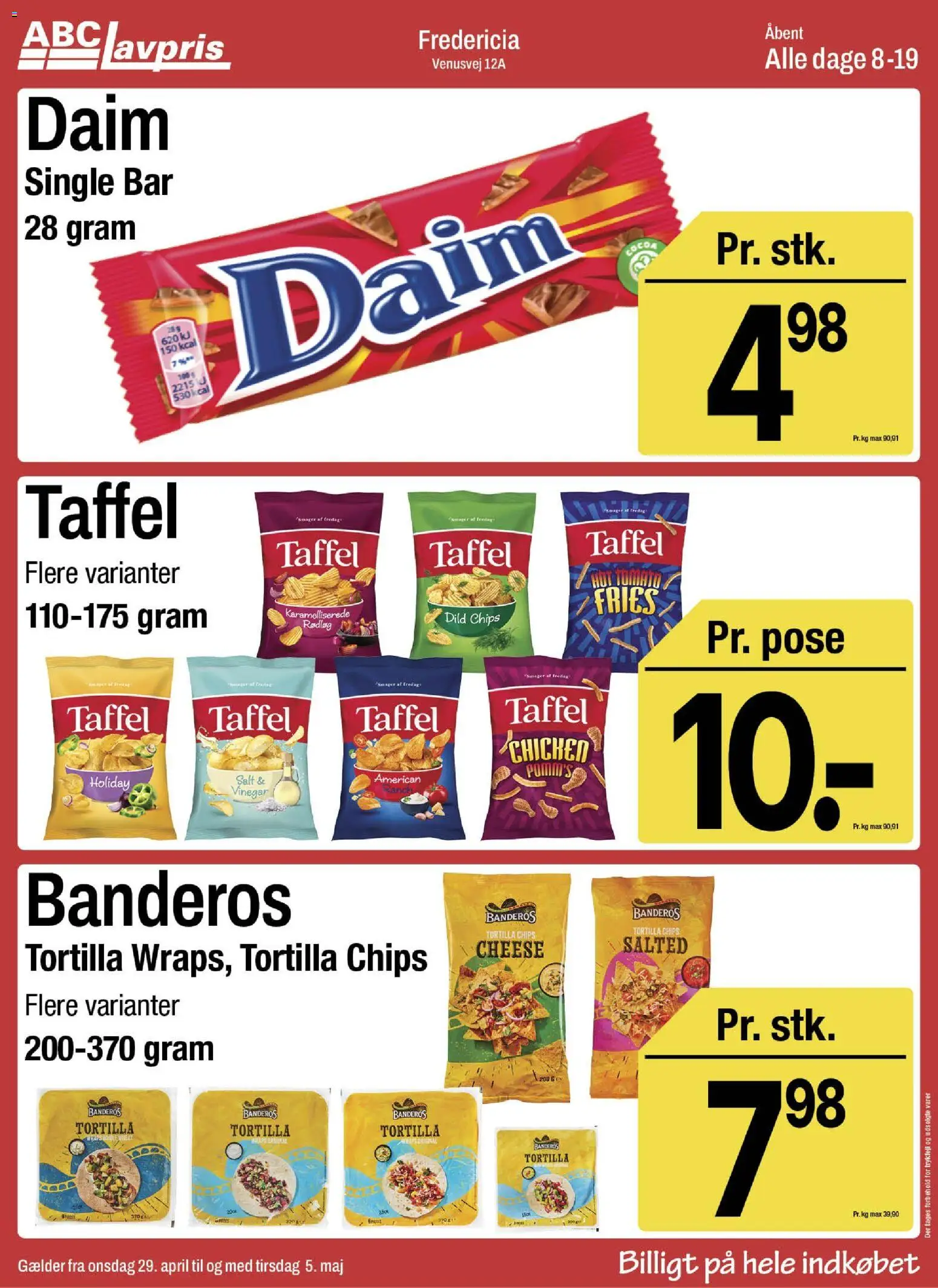 Abc Lavpris tilbudsavis – gyldig fra 29.04.2026 | Side: 3 | Produkter: Chips, Rødløg, Dild, Salt