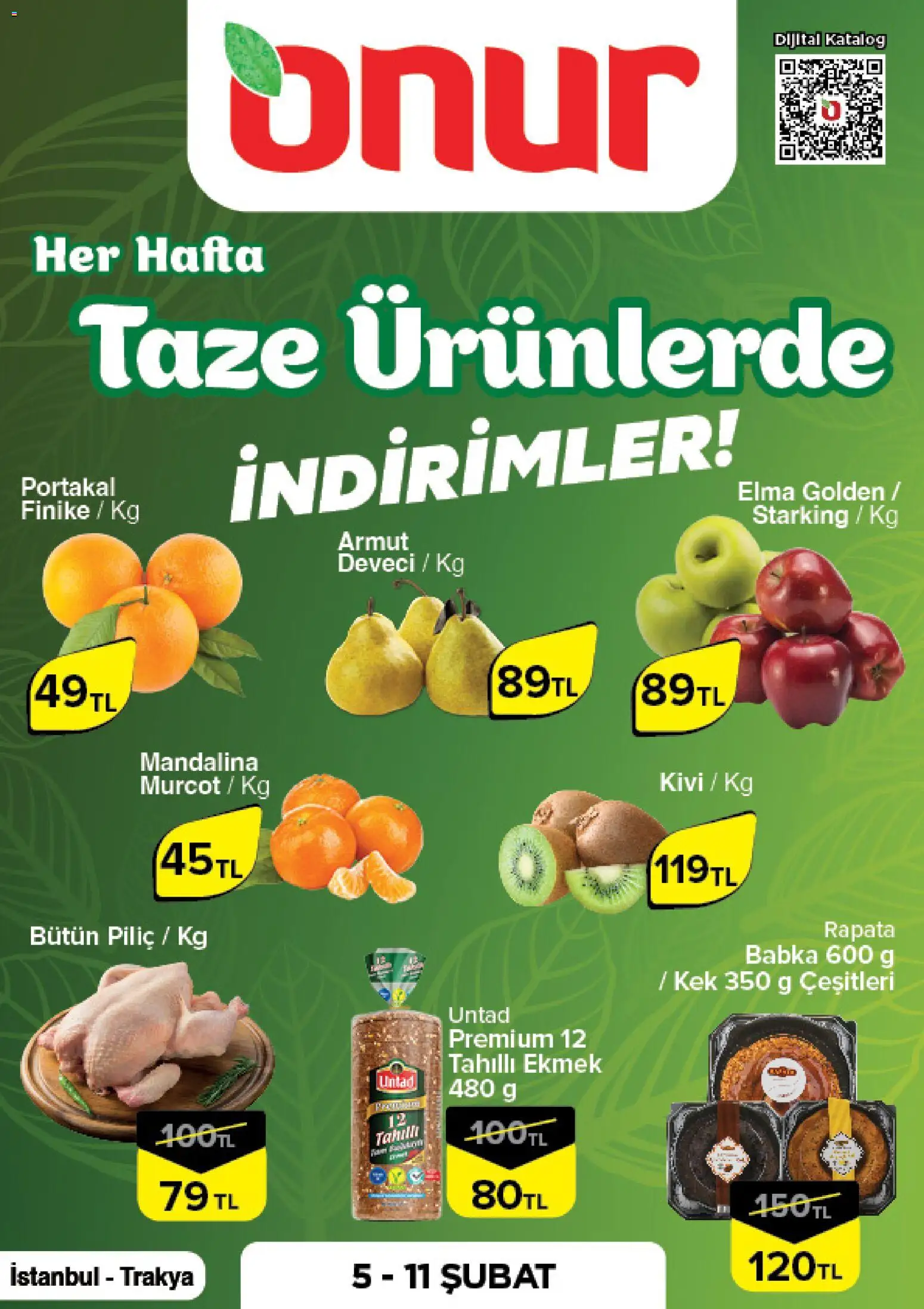 Onur Market Taze Ürünlerde İndirimler - İstanbul & Trakya - 05.02.2026 tarihinden itibaren geçerlidir | Sayfa: 1