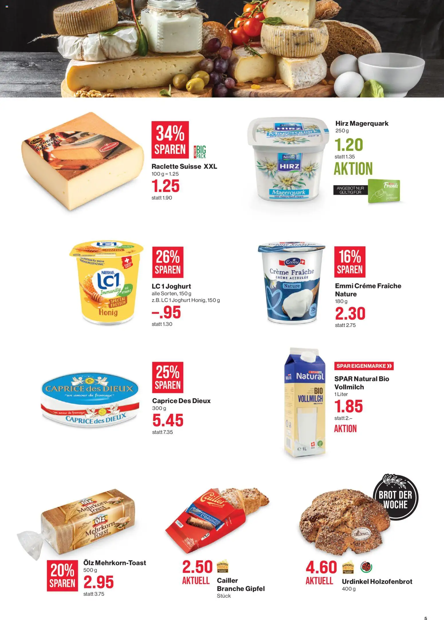 SPAR Aktionen – gültig ab 15.01.2026 | Seite: 5 | Produkte: Joghurt, Brot, Backofen, Raclette