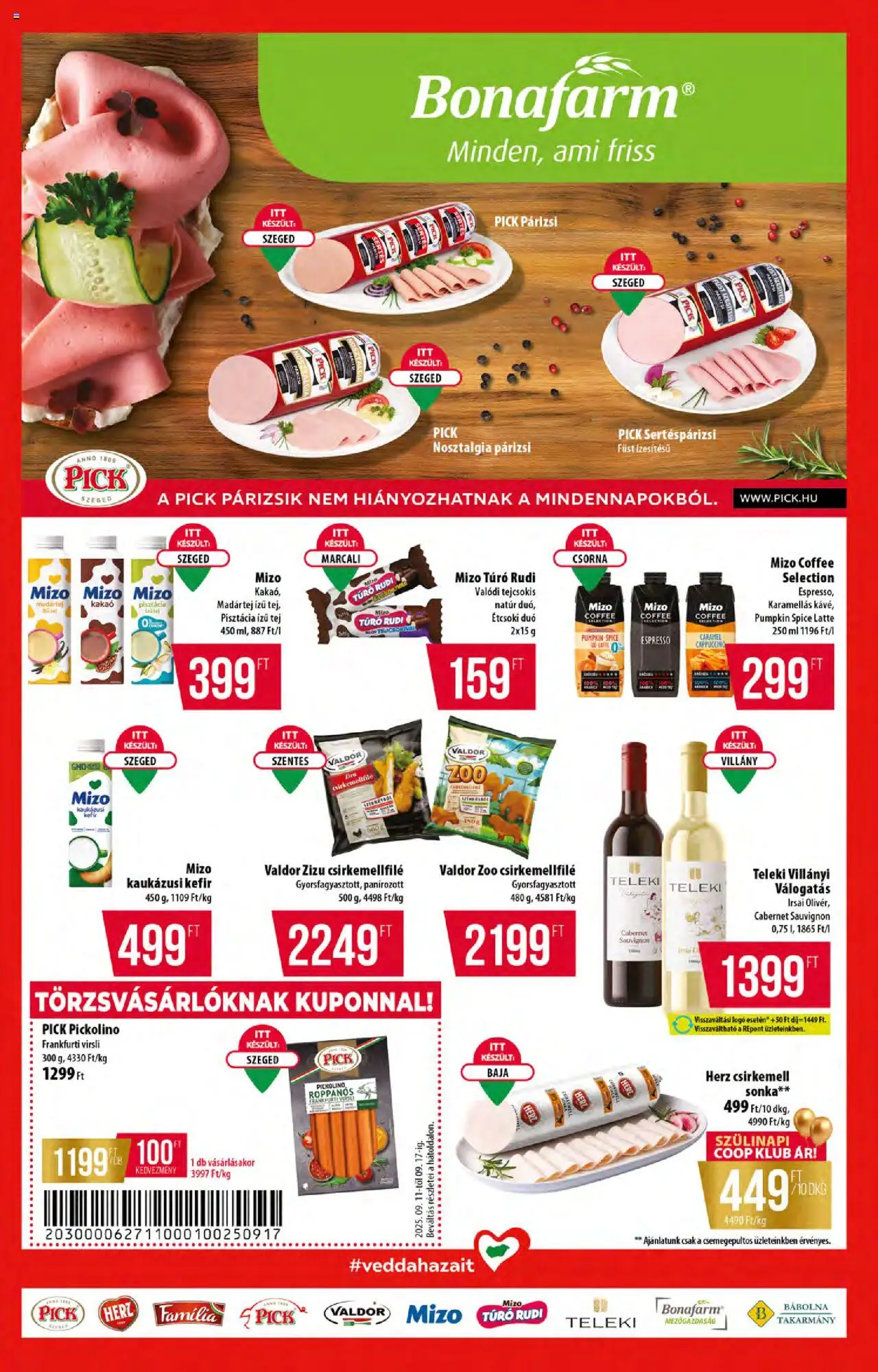 COOP akciós ujság - amely érvényes a következő dátumtól: 11.09.2025 | Oldal: 5 | Termékek: Pick, Túró rudi, Kaukázusi kefír, Túró