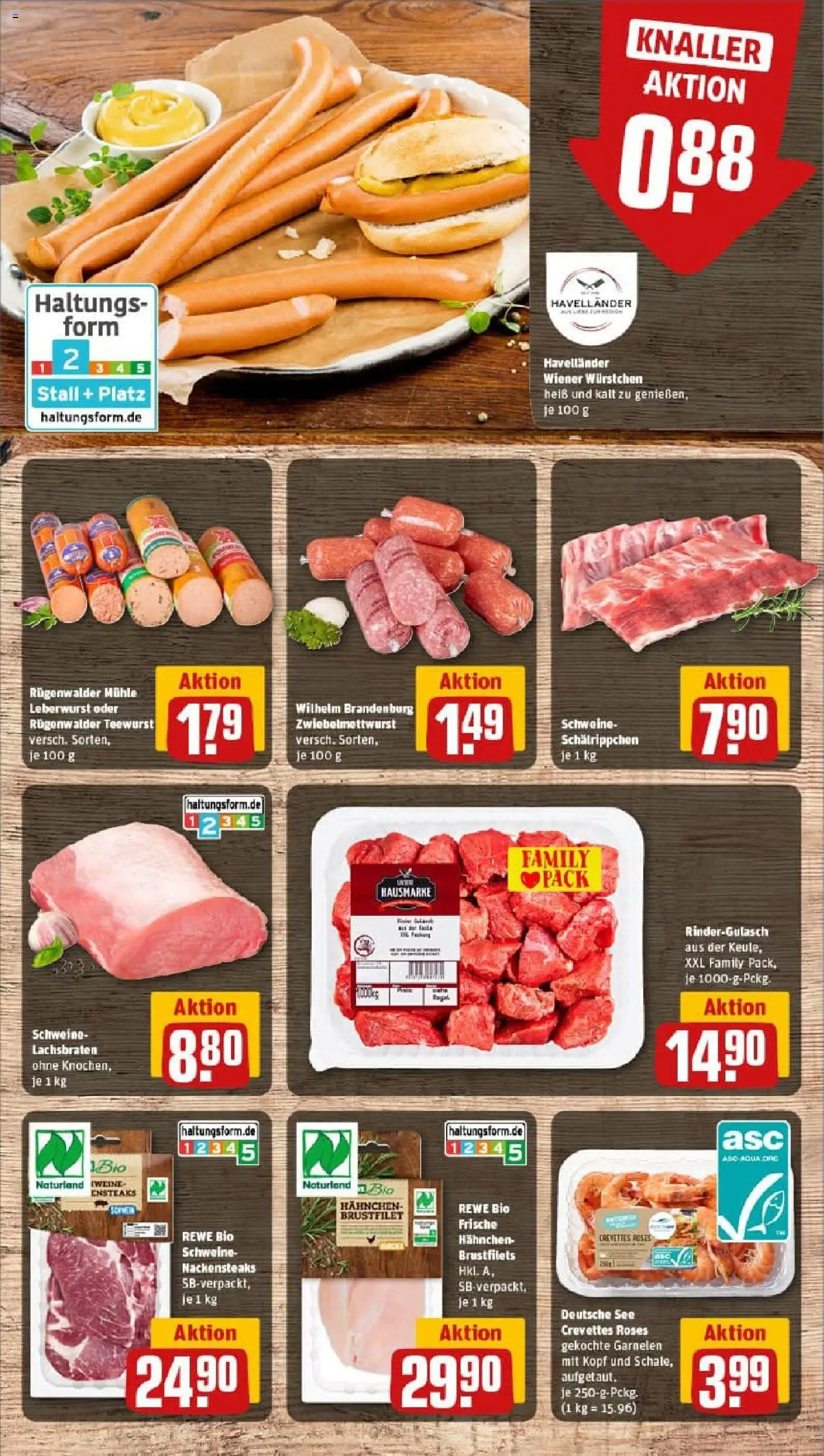 Rewe prospekt Berlin / Prenzlauer Berg	 – gültig ab 13.10.2025 | Seite: 8 | Produkte: Nackensteaks, Rindergulasch, Mühle, Garnelen