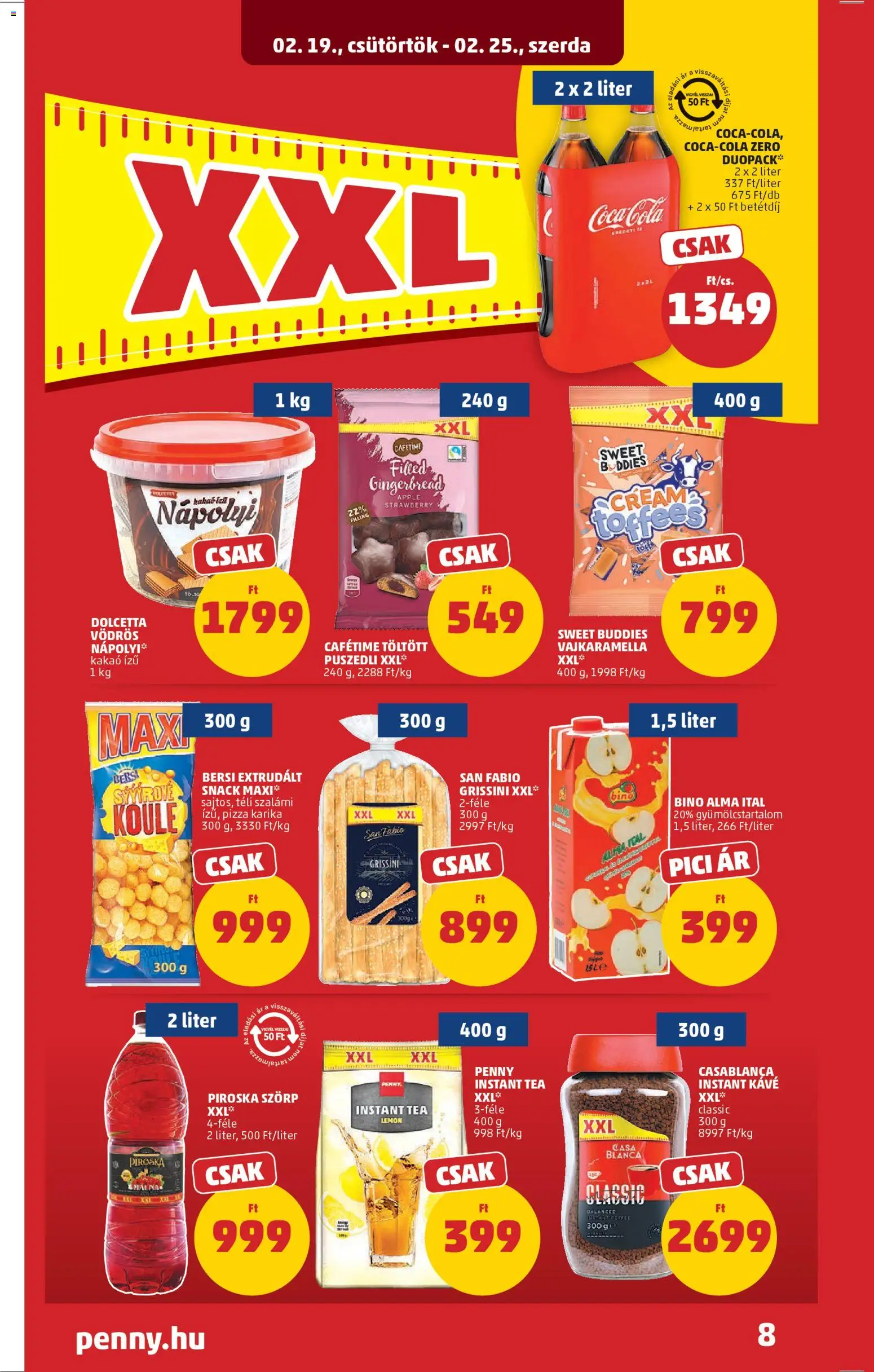 PENNY akciós ujság - amely érvényes a következő dátumtól: 19.02.2026 | Oldal: 12 | Termékek: Kávé, Pizza, Tea, Instant kávé