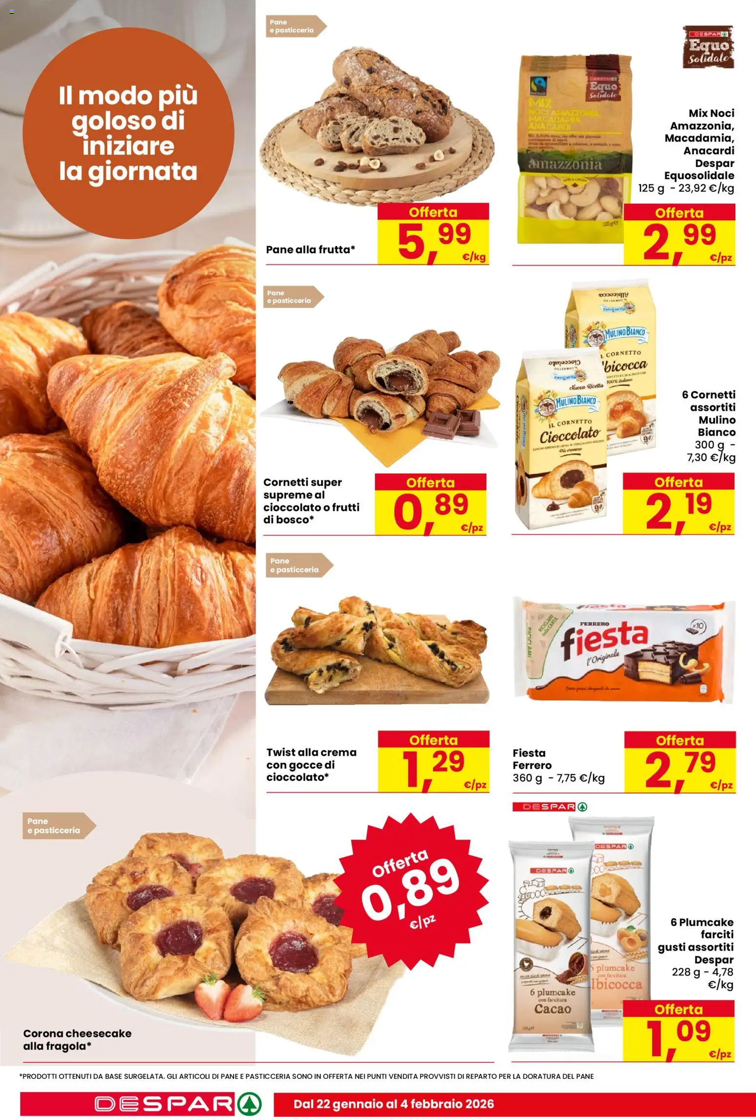 Volantino Despar del 22.01.2026 | Pagina: 14 | Prodotti: Crema, Cornetto, Noci, Plumcake