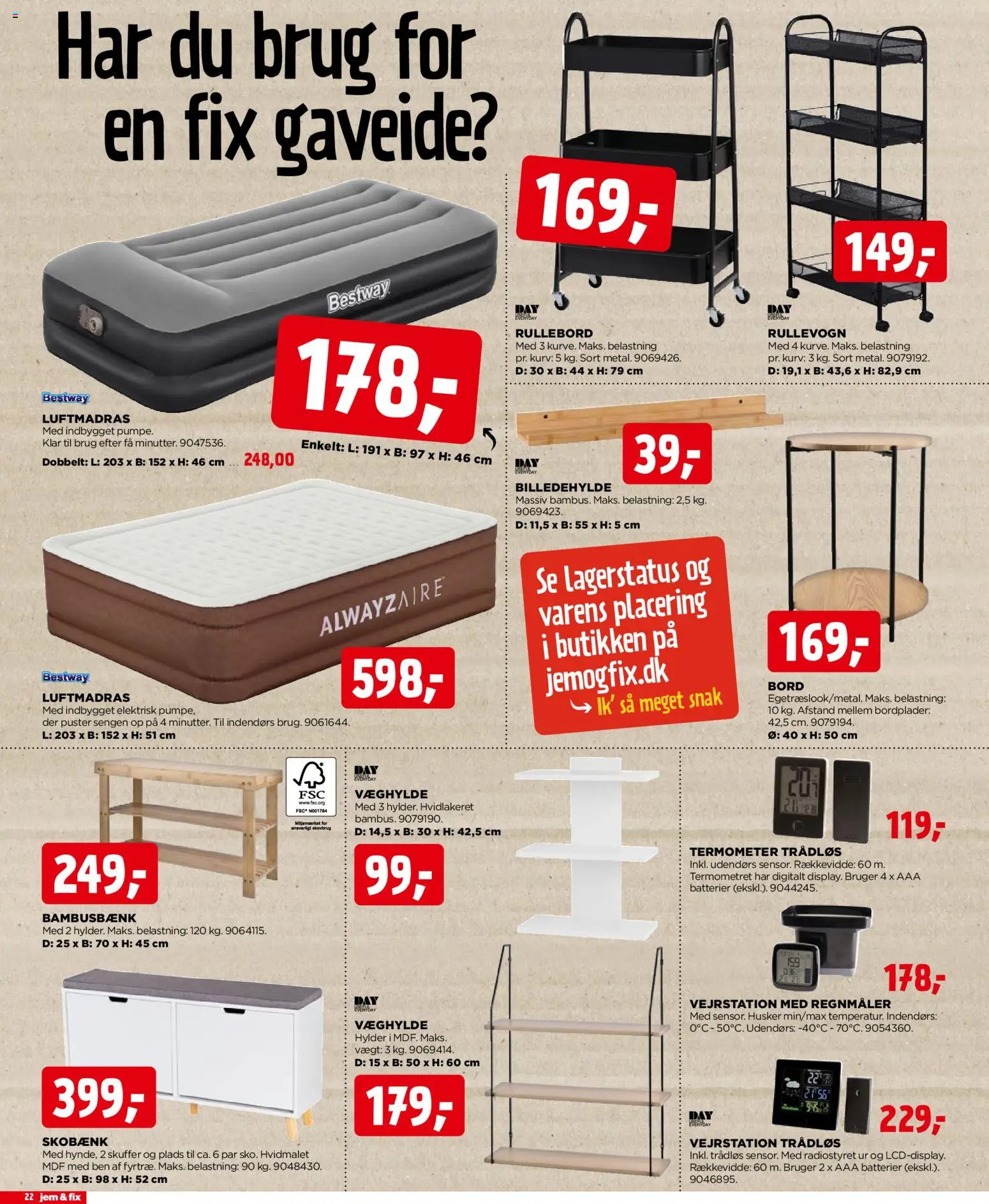 Jem & fix tilbudsavis – gyldig fra 16.11.2025 | Side: 22 | Produkter: Bord, Batterier, Kurv, Termometer