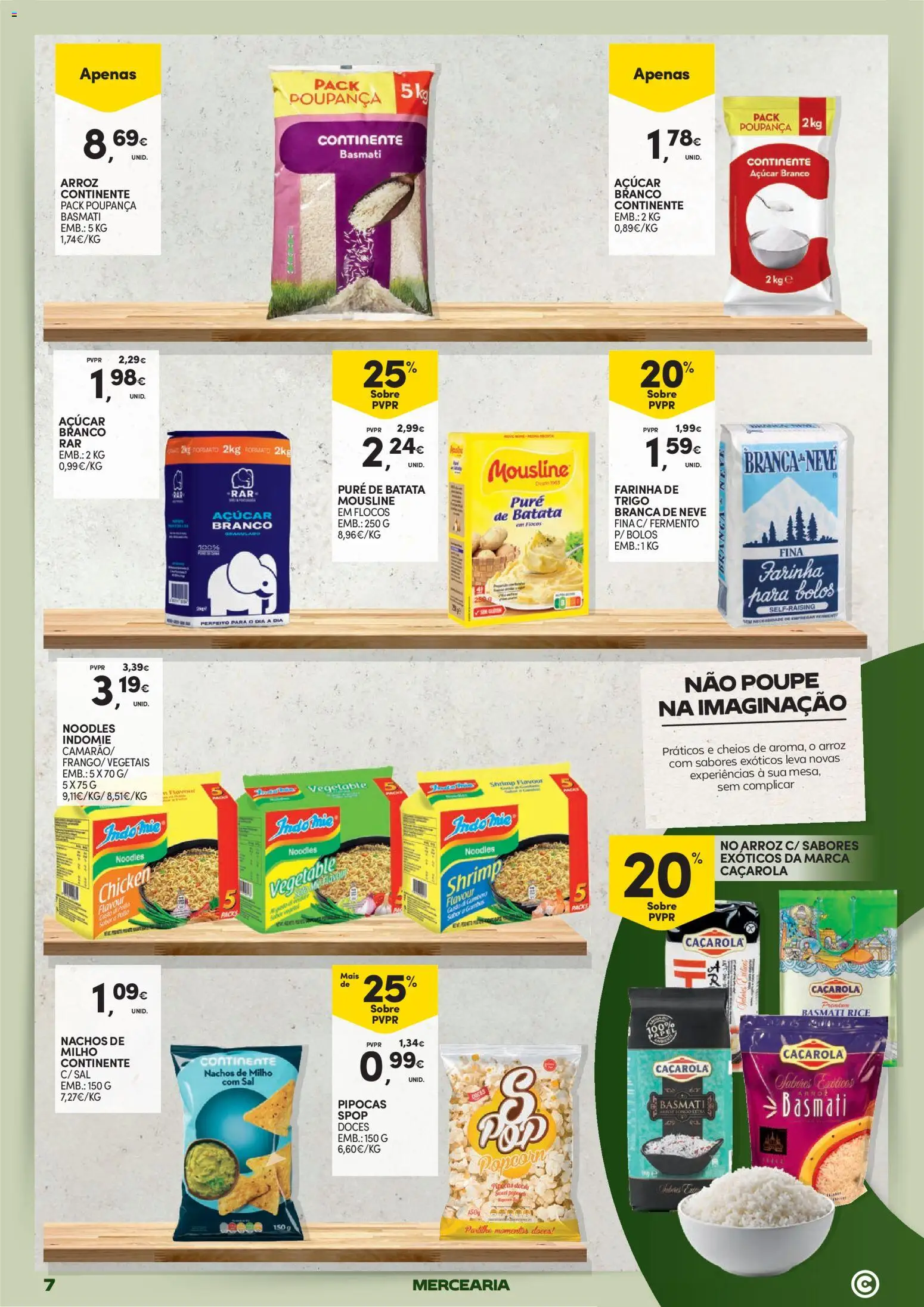 Continente Mercearia A sua despensa, a sua poupança │ válido de 21.04.2026 | Página: 7 | Produtos: Farinha de trigo, Açúcar, Doces, Flocos