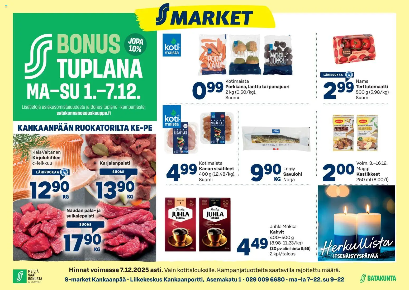 S-market Kankaanpää – voimassa 03.12.2025 alkaen | Sivu: 1
