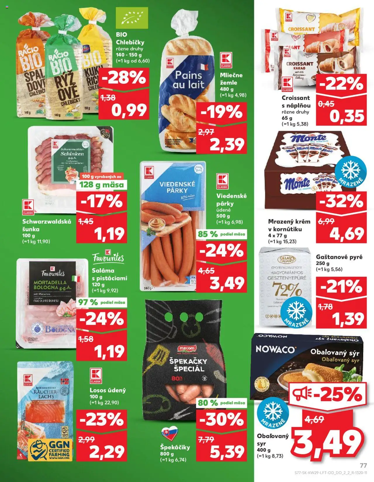 Nové Kaufland akcie – leták je platný od 17.07.2025 | Strana: 77 | Produkty: Croissant, Krém, Párky, Kakao