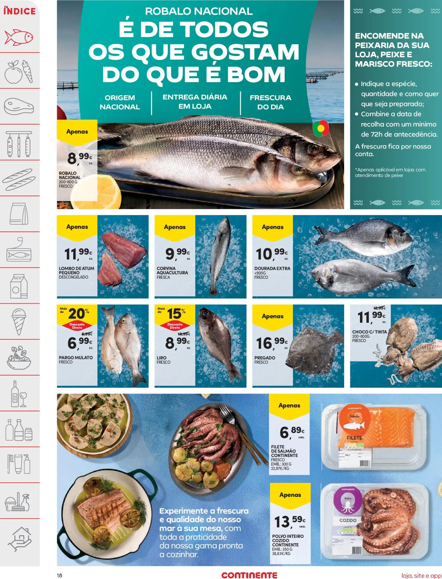 Continente folheto │ válido de 26.12.2025 | Página: 18 | Produtos: Dourada, Atum, Salmão, Lombo