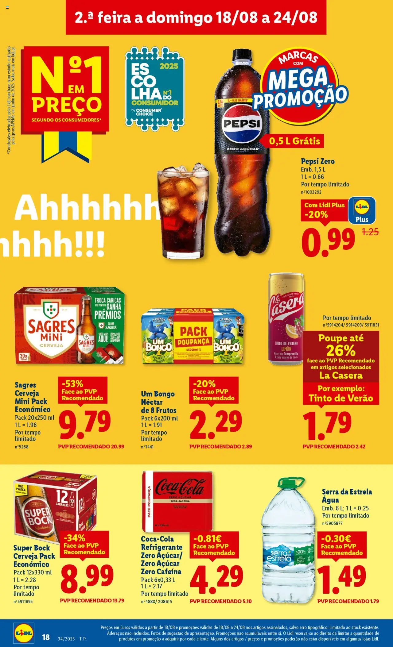 Lidl folheto │ válido de 18.08.2025 | Página: 18 | Produtos: Super bock, Cerveja, Coca-cola, Soda