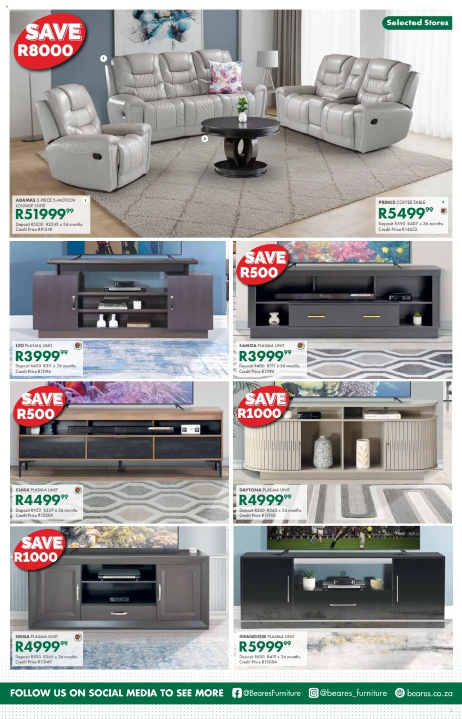 New Beares catalogue – valid from 04.01.2026 | Page: 5 | Products: Table, Plasma unit, Lounge suite, Coffee