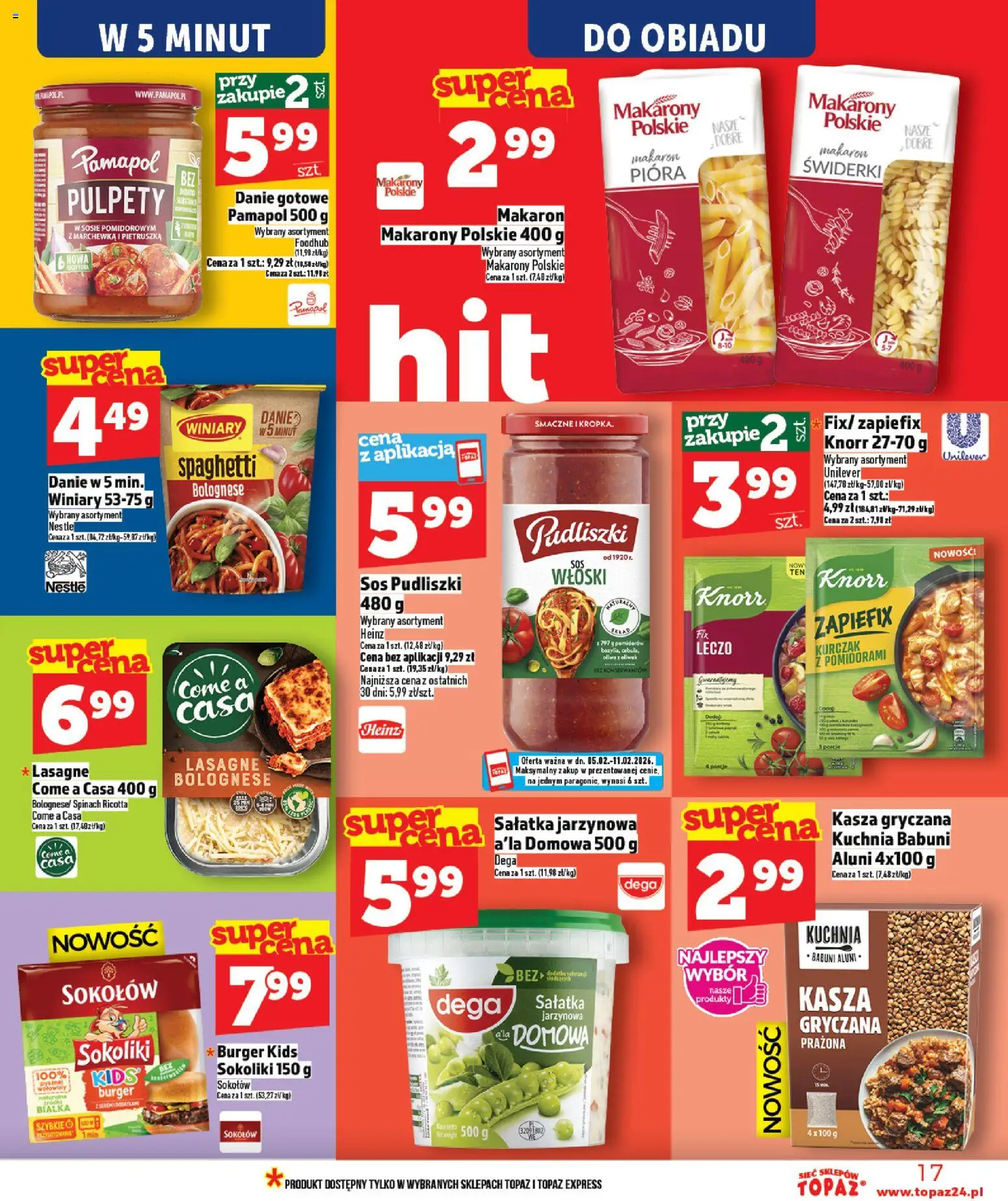 Topaz Gazetka - Ceny małe na stałe od 05.02.2026 | Strona: 17 | Produkty: Pietruszka, Kasza, Kurczak, Ricotta