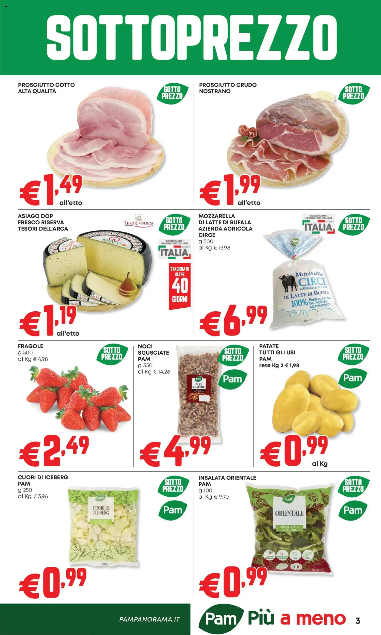 Volantino Panorama del 26.02.2026 | Pagina: 3 | Prodotti: Prosciutto Crudo, Fragole, Mozzarella, Noci