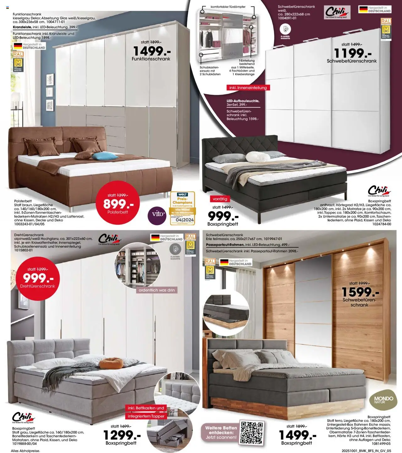 Möbel Martin Prospekt Besser schlafen	  – gültig ab 01.10.2025 | Seite: 5 | Produkte: Kissen, Drehtürenschrank, Boxspringbett, Topper