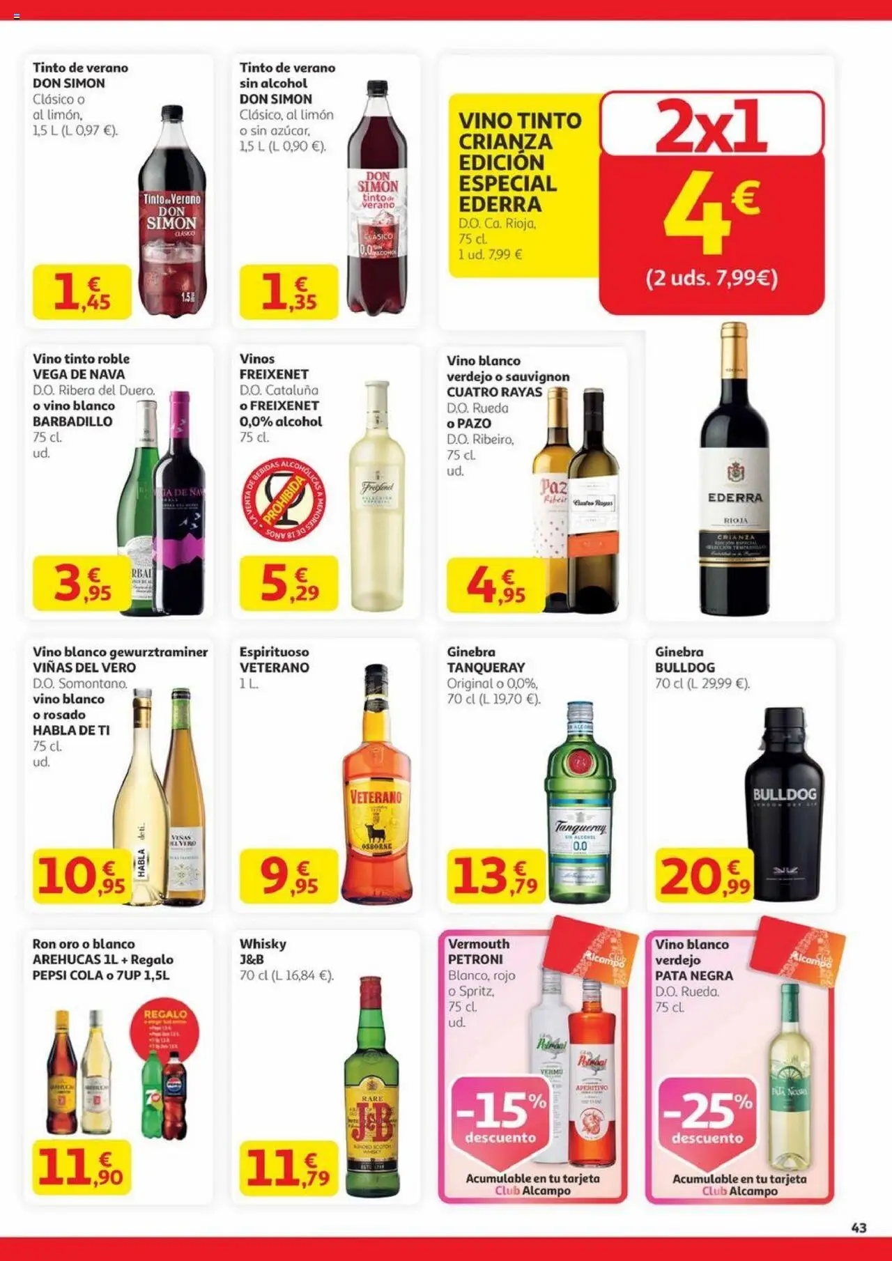 Alcampo - Canarias │ válido desde el 14.08.2025 | Página: 43 | Productos: Ron, Vino, Ginebra, Whisky