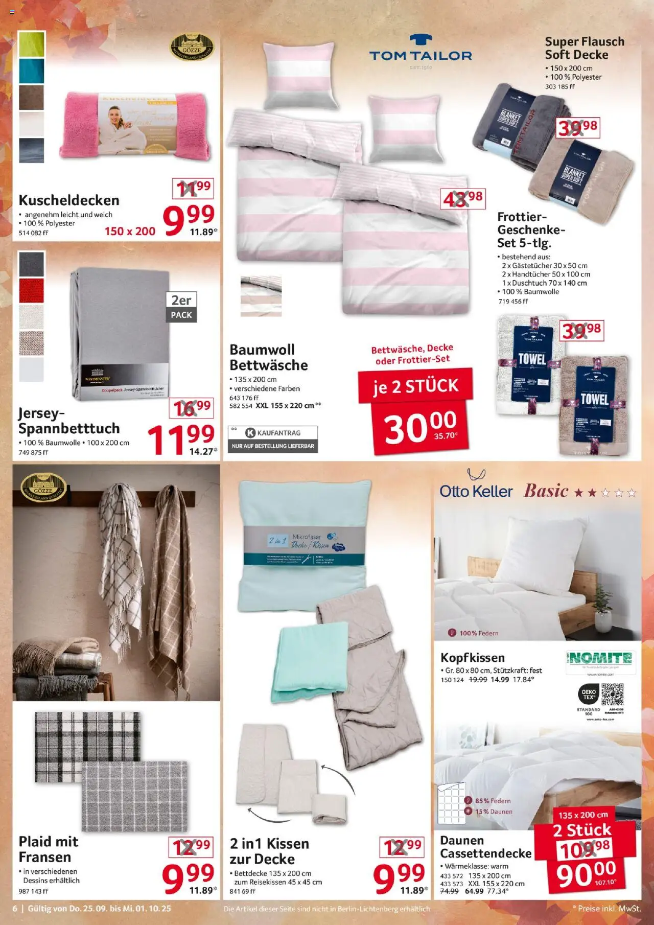 Selgros  Non Food – gültig ab 25.09.2025 | Seite: 6 | Produkte: Decke, Bettwäsche, Bettdecke, Kopfkissen