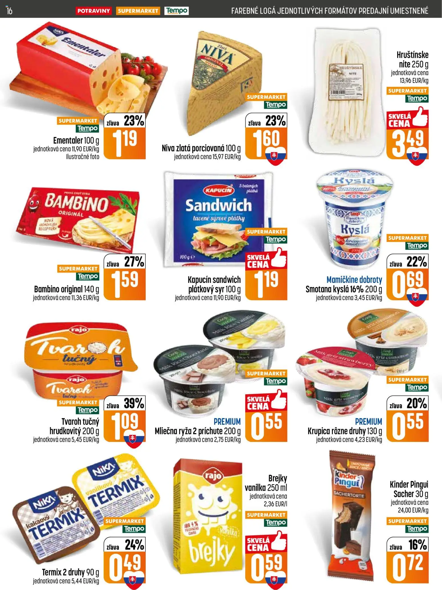 Nové COOP Jednota akcie – leták je platný od 26.02.2026 | Strana: 16 | Produkty: Syr, Kinder, Tvaroh, Krupica