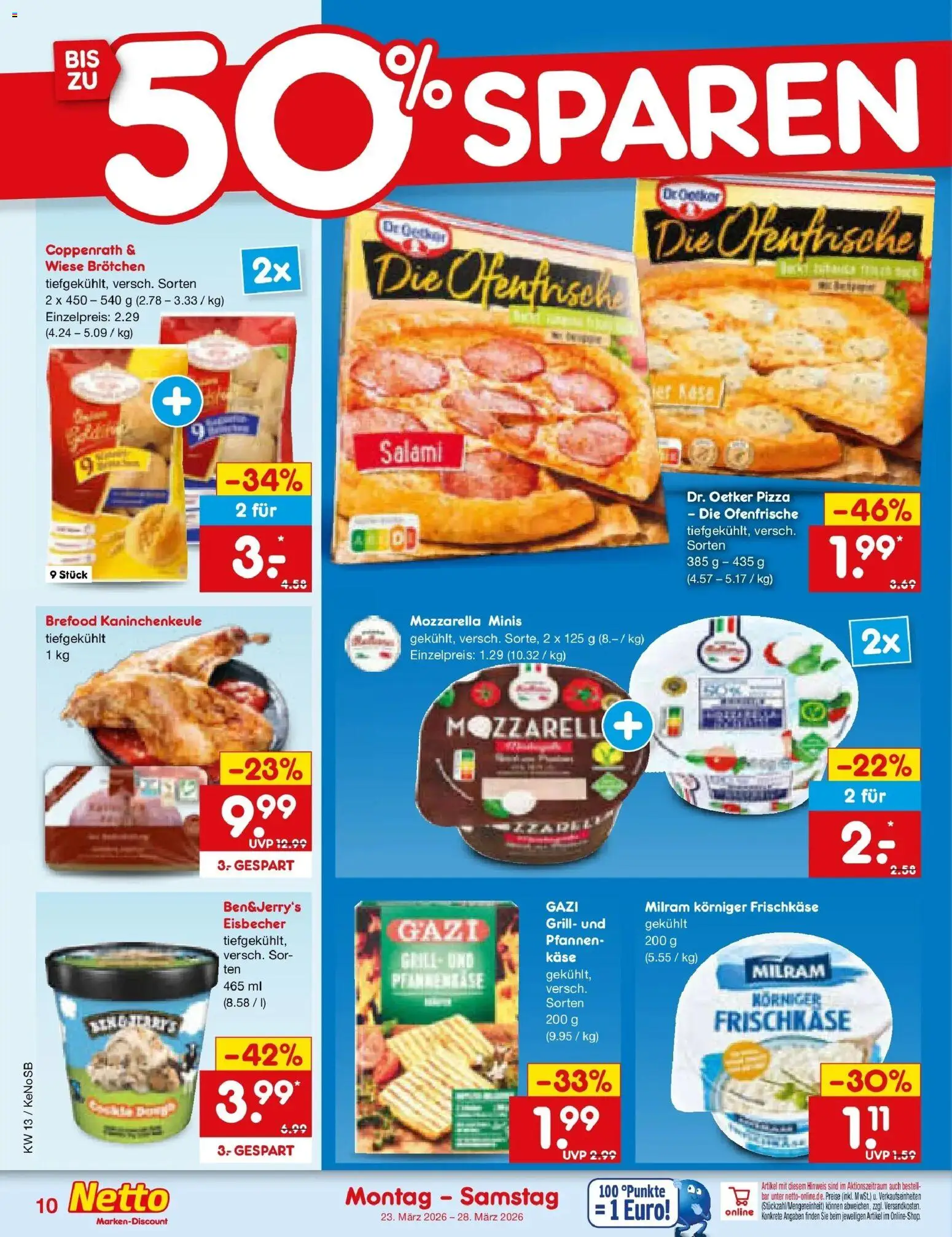 Netto Marken-Discount Prospekt Bonn	 – gültig ab 23.03.2026 | Seite: 10 | Produkte: Käse, Mozzarella, Pizza, Frischkase
