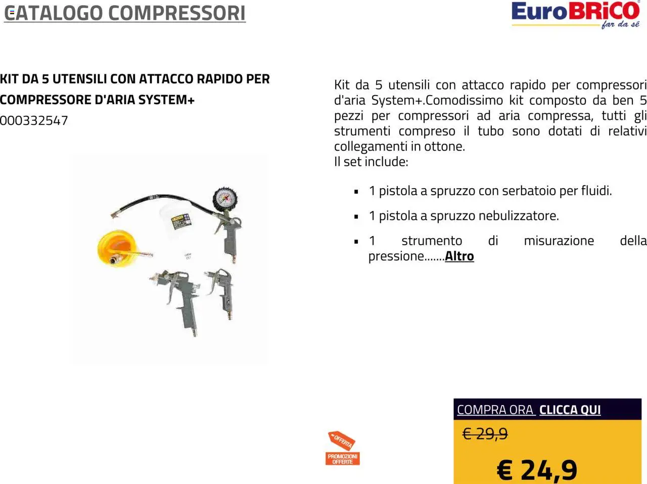 Volantino Eurobrico del 23.07.2025 | Pagina: 26 | Prodotti: Compressore, Tubo