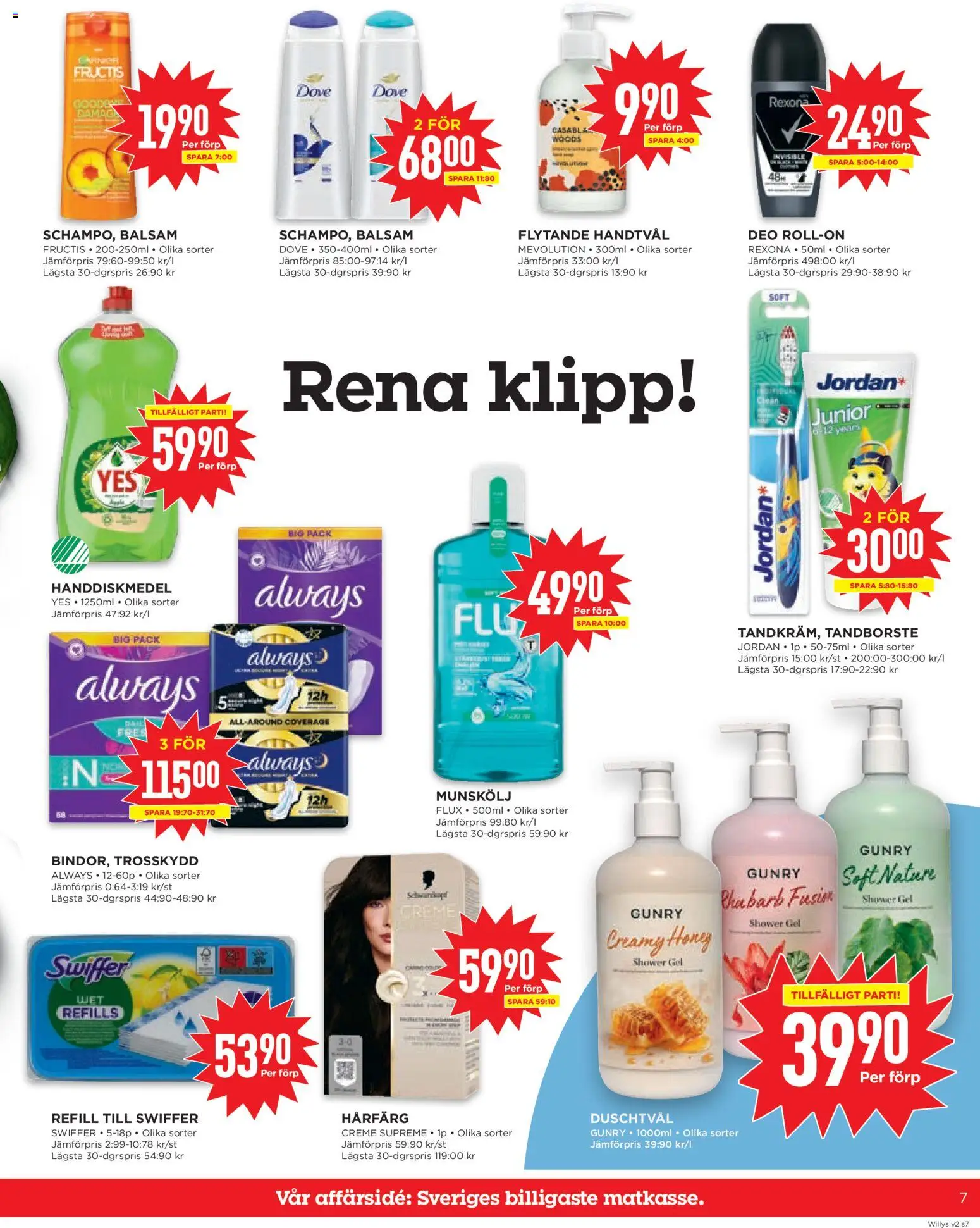 Willys reklamblad aktuell från 05.01.2026 | Sida: 7 | Produkter: Trosskydd, Balsam, Hårfärg, Handtvål