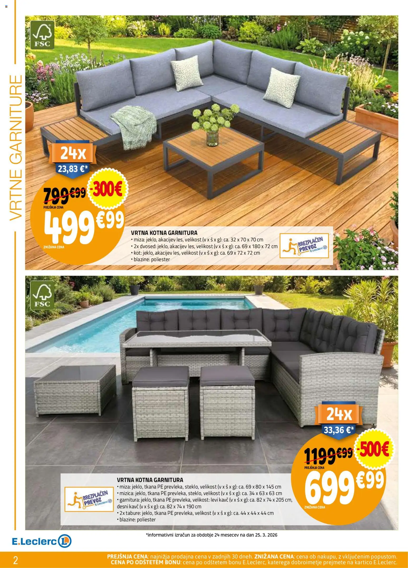 Novi E.leclerc katalog ponudbe – veljaven od 08.04.2026 | Stran: 2 | Izdelki: Dvosed, Kavc, Miza, Tabure