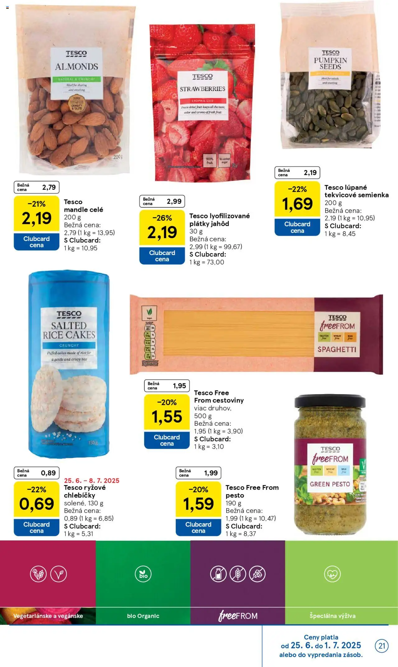Tesco Hypermarket - leták │ platný od 25.06.2025 | Strana: 21 | Produkty: Cestoviny, Mandle