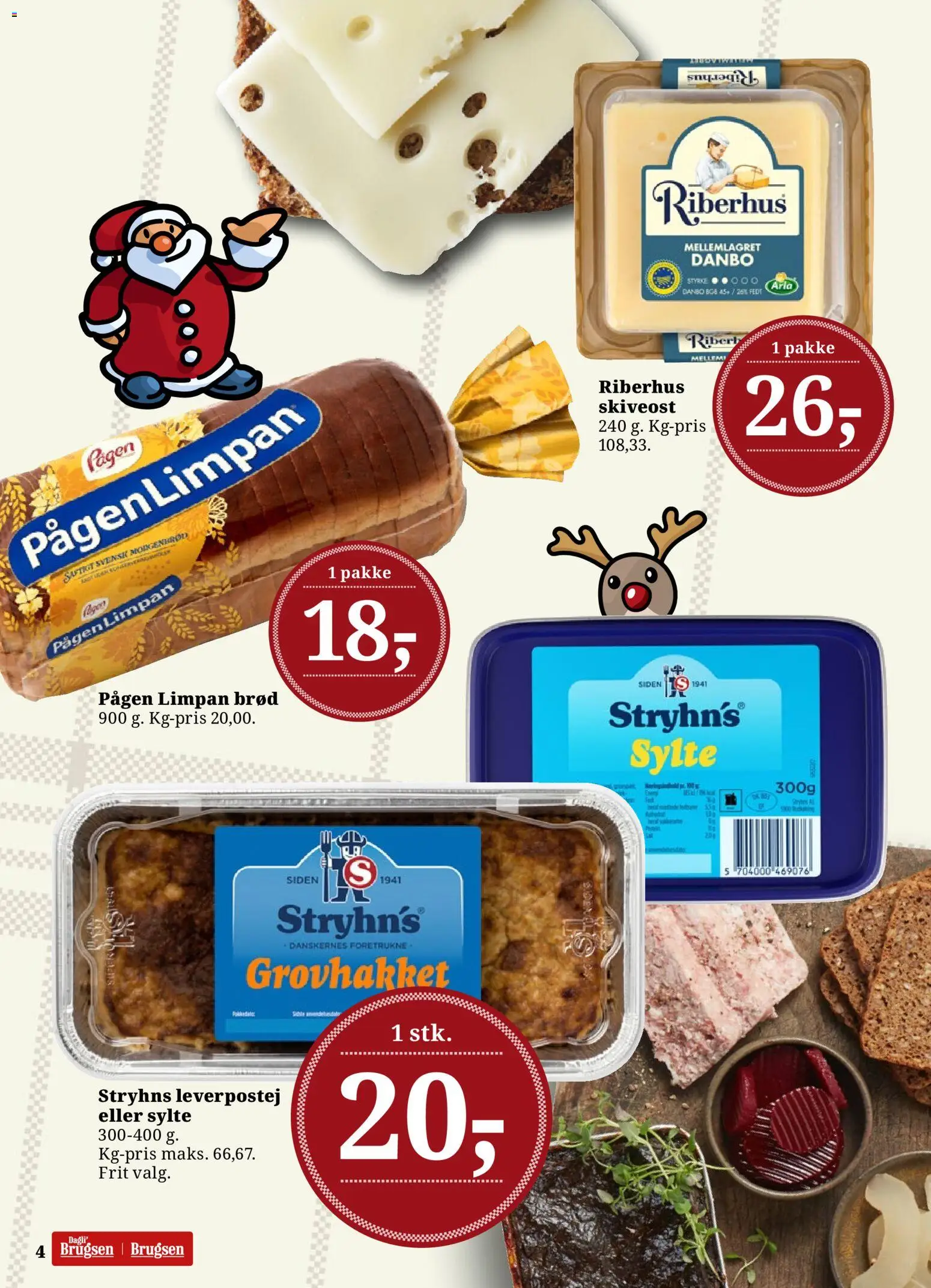 Dagli'Brugsen tilbudsavis – gyldig fra 19.12.2025 | Side: 4 | Produkter: Morgenbrød, Brød, Leverpostej, Skiveost