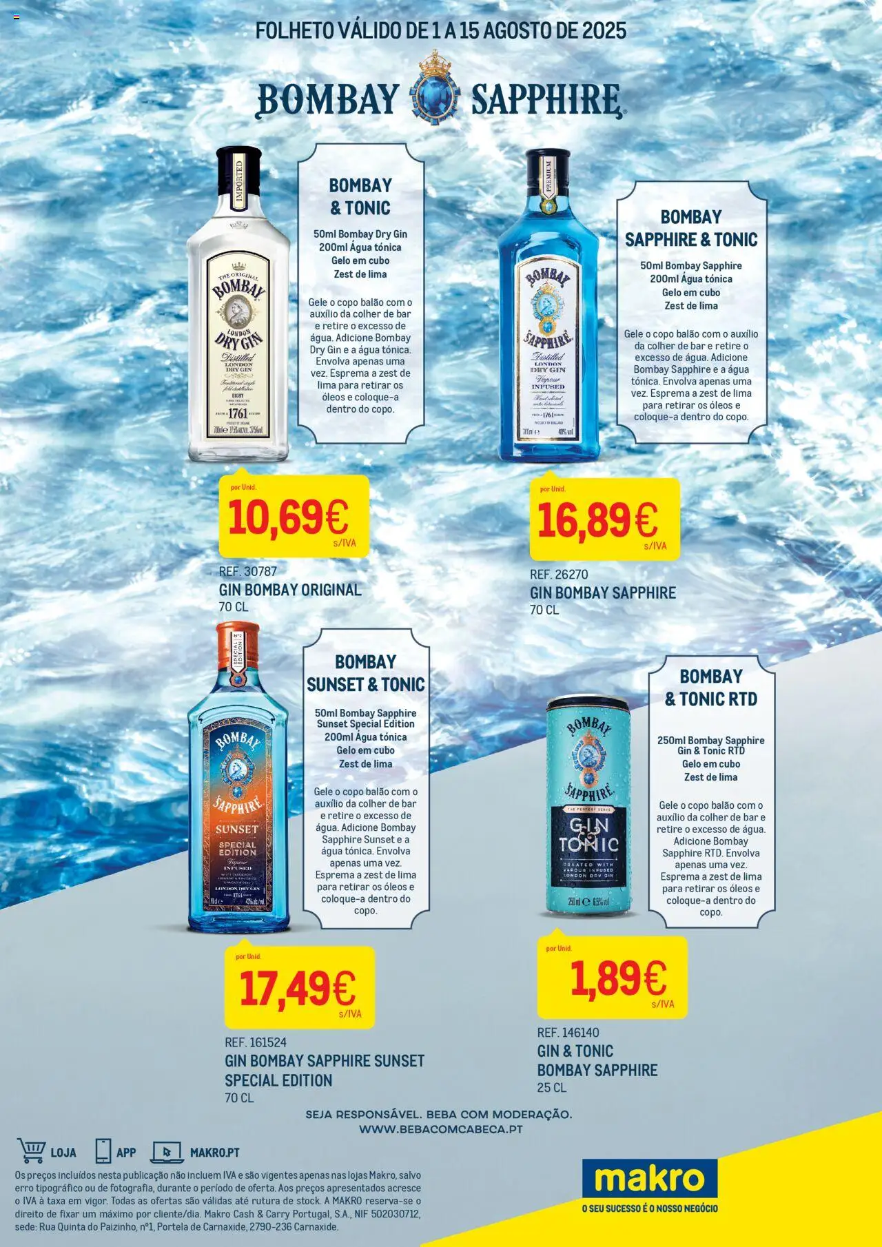 Makro - Monofolha Bombay │ válido de 01.08.2025 | Página: 1 | Produtos: Agua, Gin
