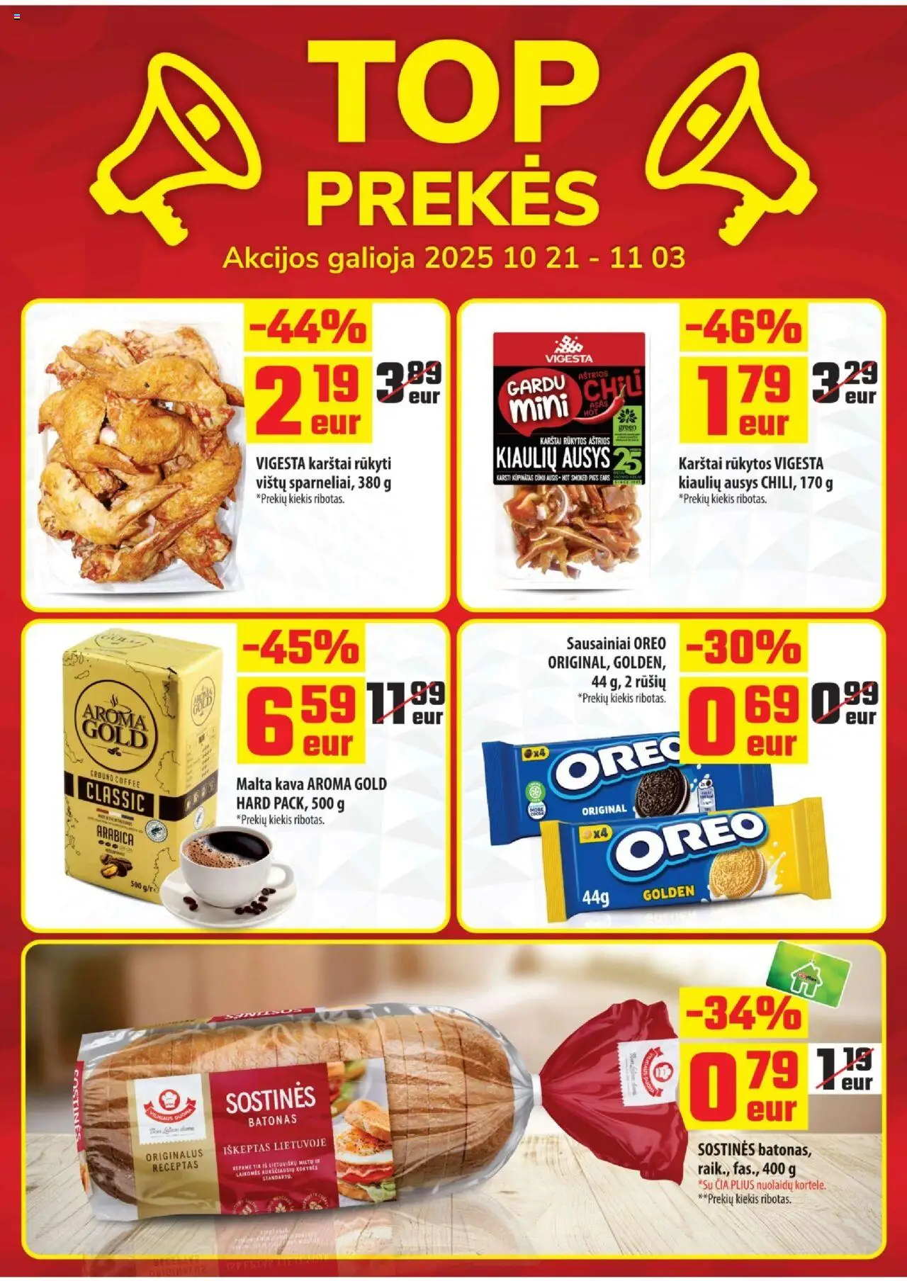ČIA MARKET akcijos nuo 21.10.2025 | Puslapis: 2 | Prekių: Sausainiai, Batonas, Kava