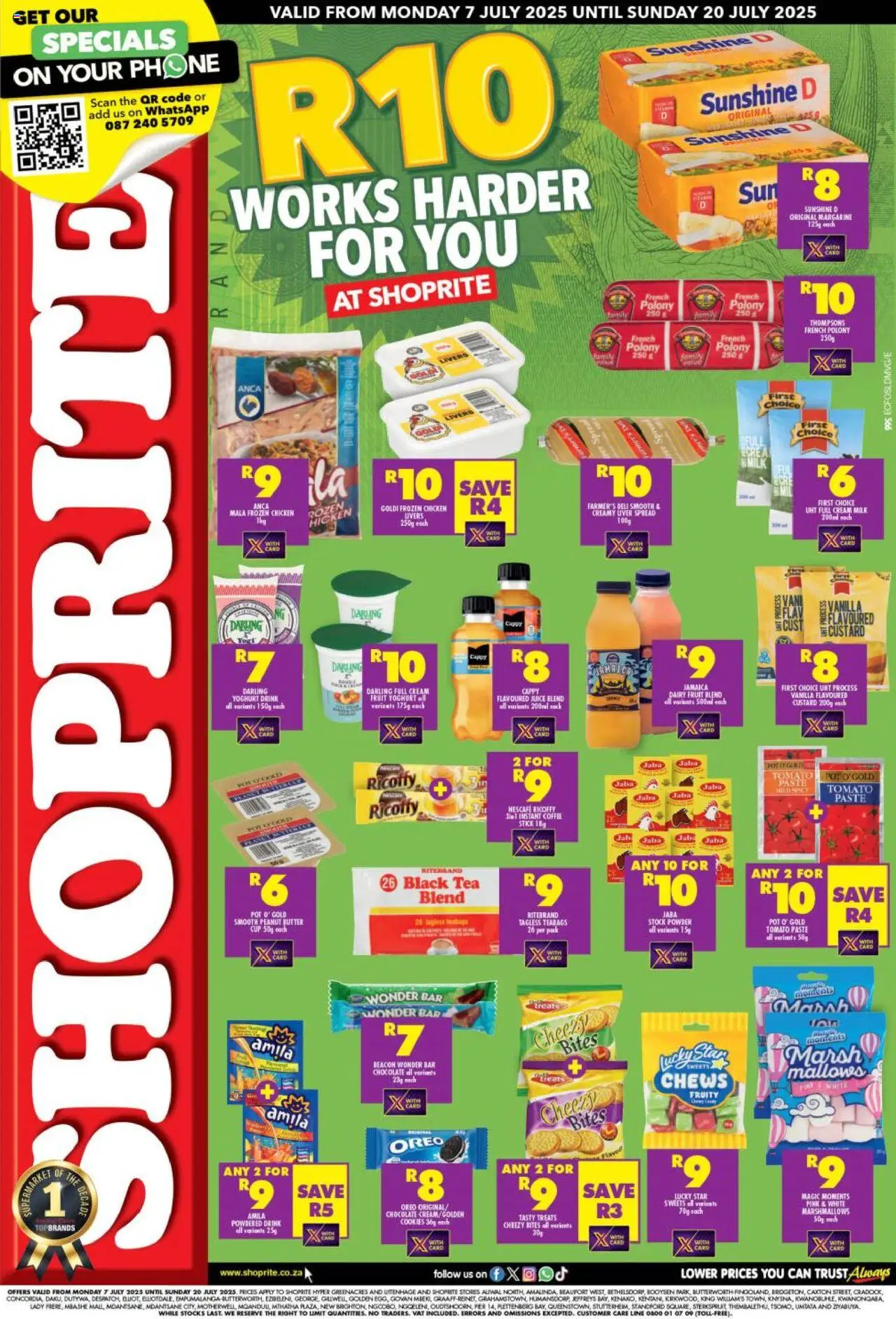 Shoprite Eastern Cape - R10 Works Harder │ valid from 07.07.2025 | Page: 1 | Products: Yoghurt, Coffee, Polony, Peanut butter