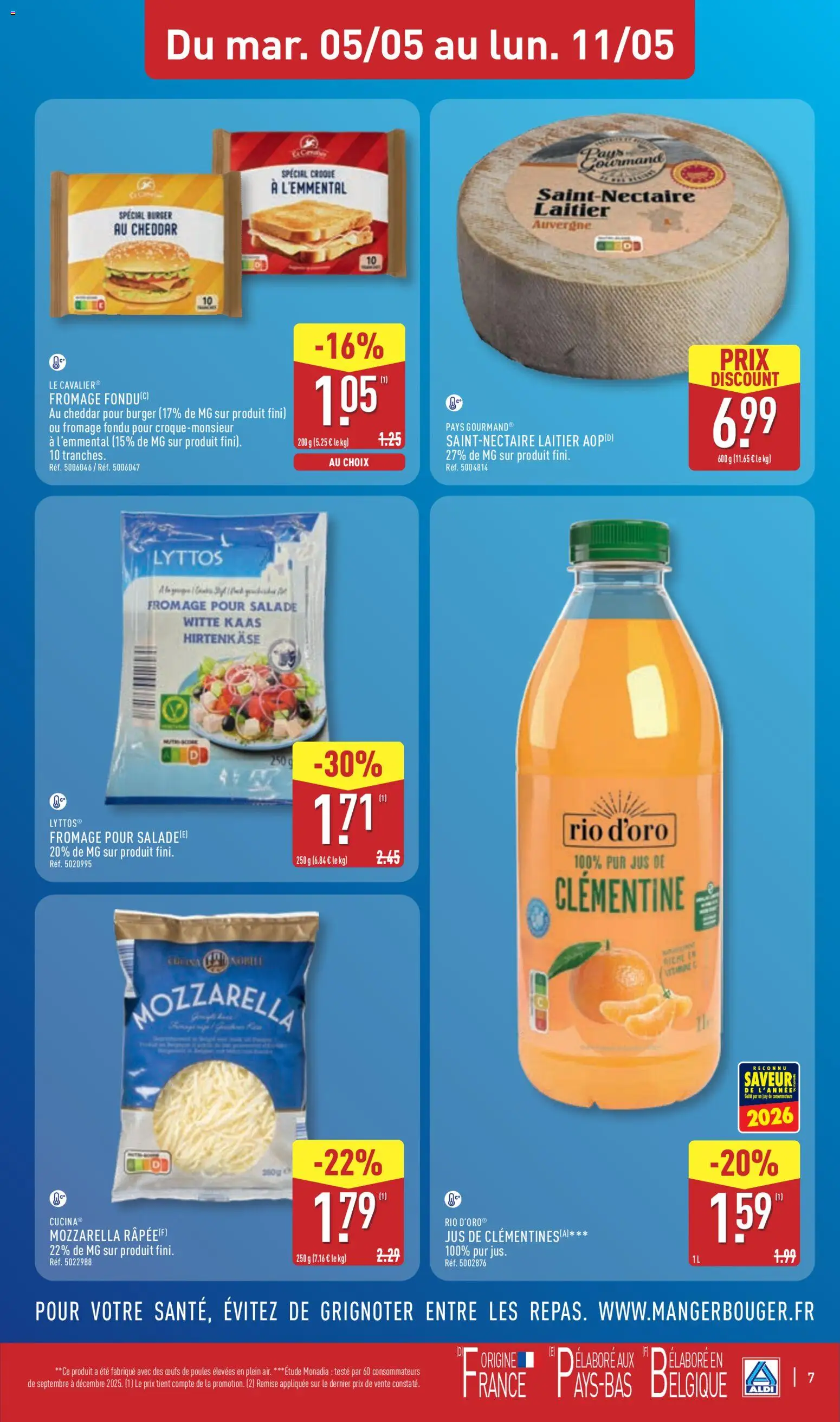 {H1} | Page: 11 | Produits: Clémentine, Mozzarella, Œufs, Cheddar