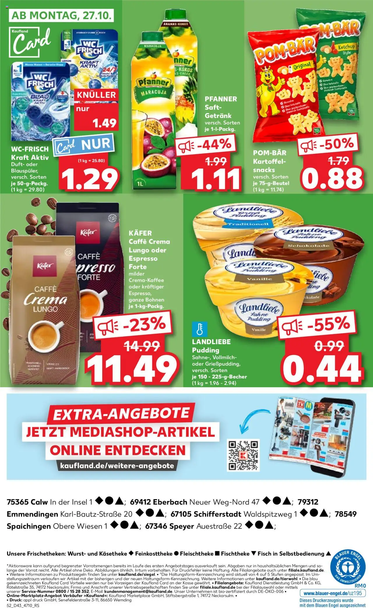Kaufland prospekt Speyer	 – gültig ab 23.10.2025 | Seite: 52 | Produkte: Schokolade, Pudding, POM-BÄR, Fisch