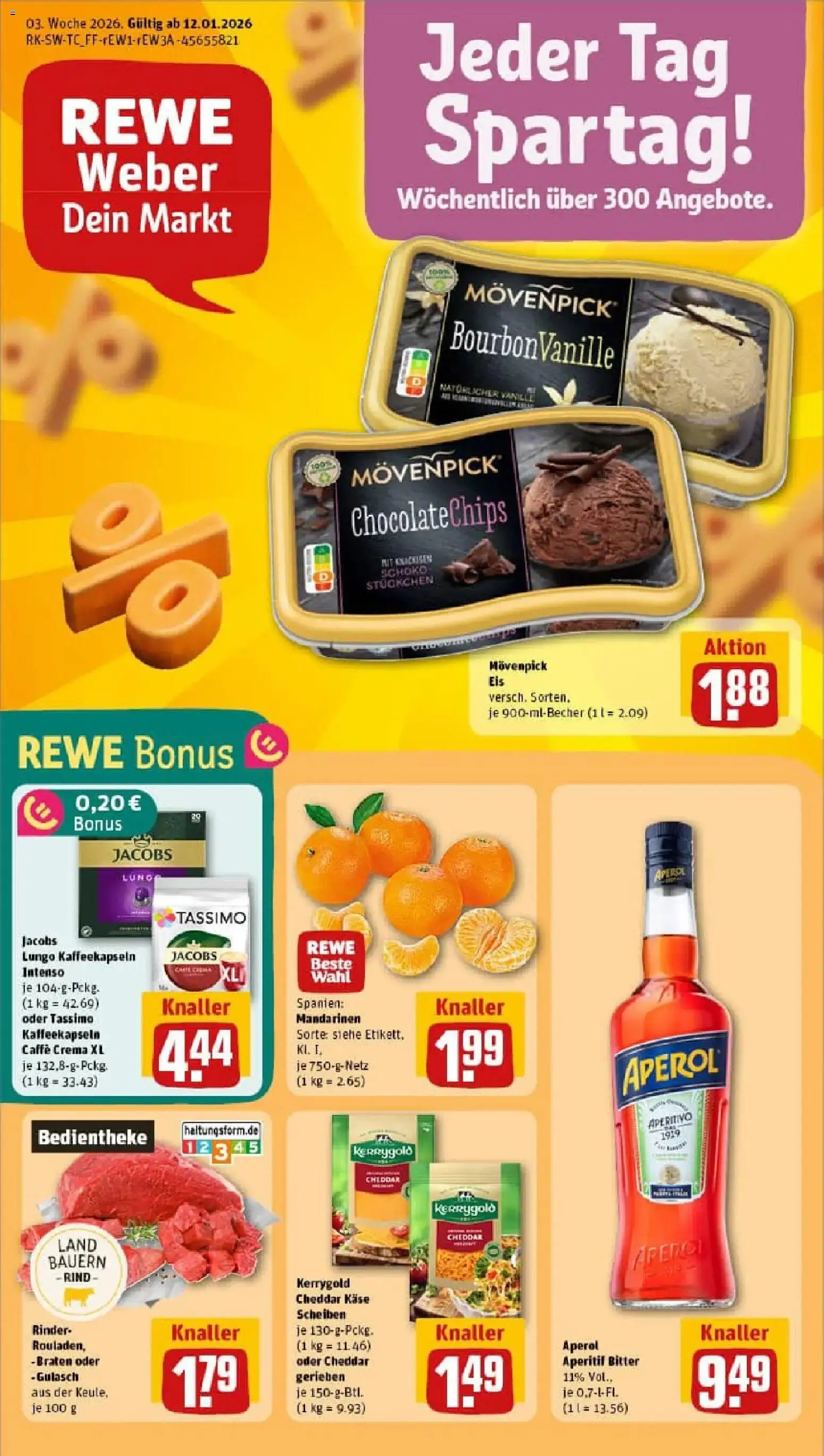 Rewe prospekt Metzingen	 – gültig ab 11.01.2026 | Seite: 1 | Produkte: Käse, Mandarinen, Movenpick eis, Eis