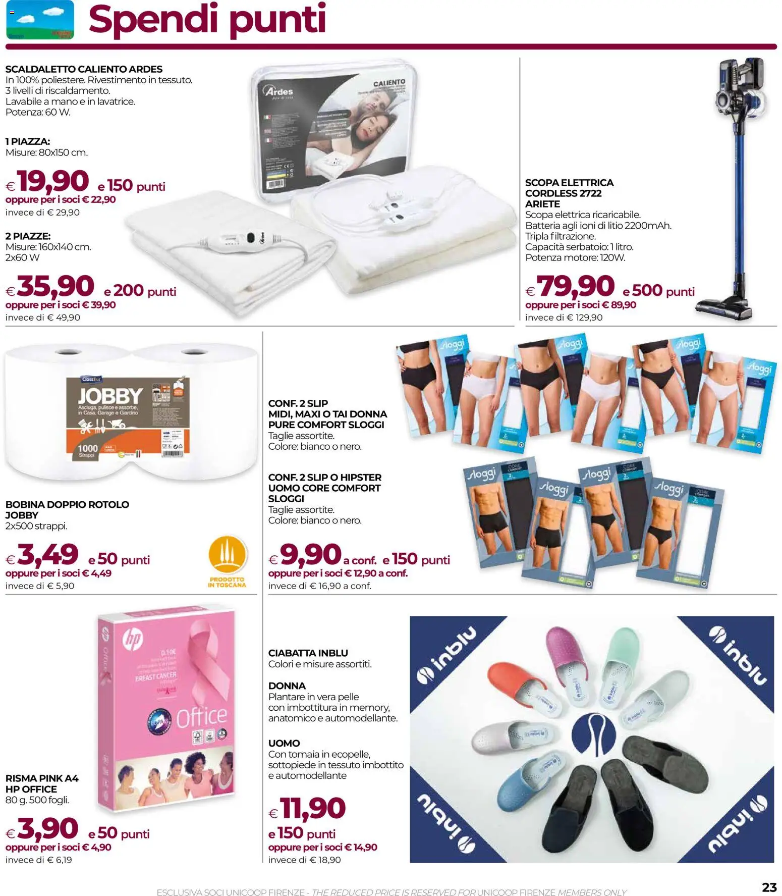 Volantino COOP del 15.01.2026 | Pagina: 23 | Prodotti: Scopa elettrica, Slip, Scopa, Batteria