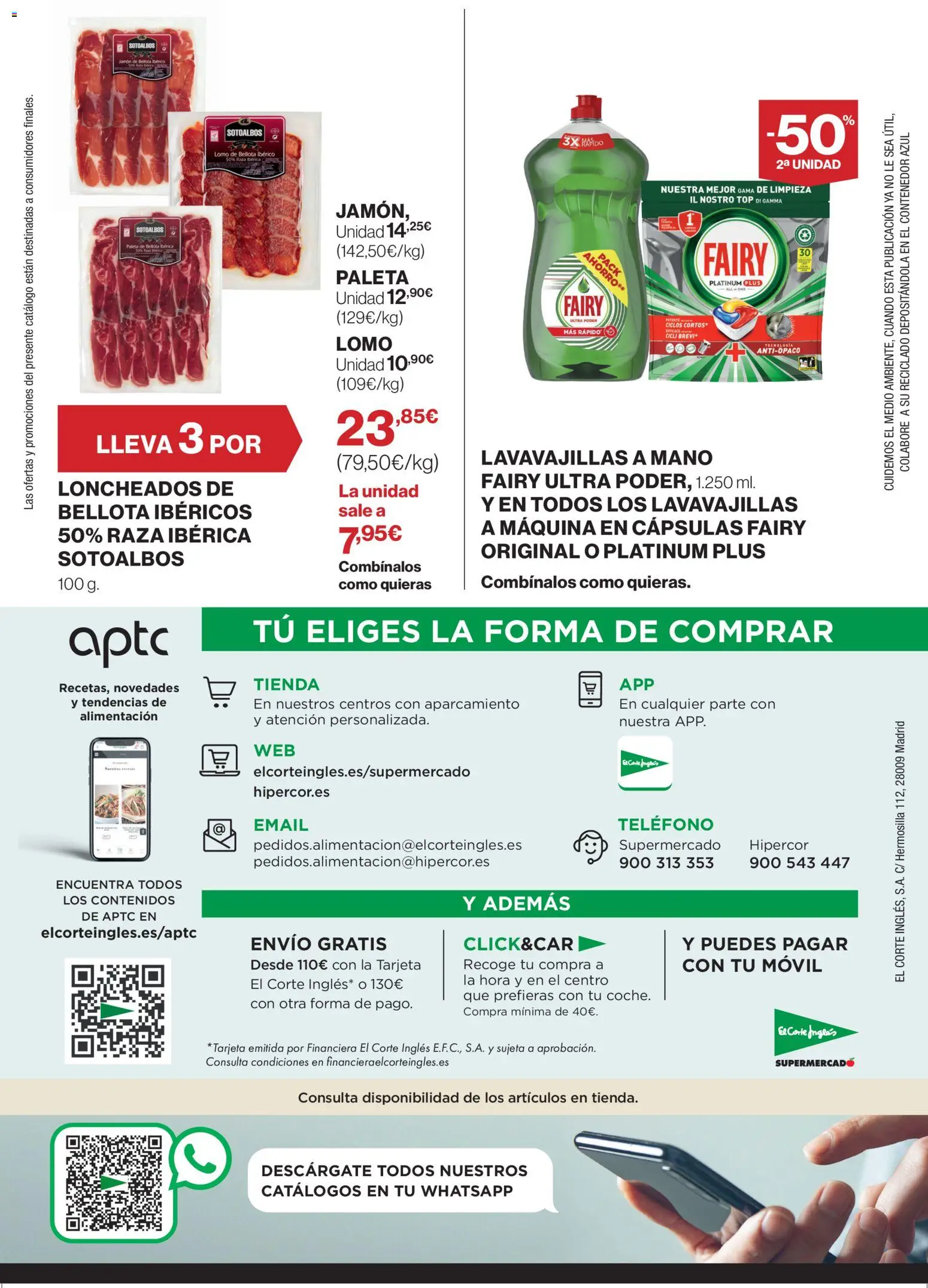 El Corte Inglés ofertas │ válido desde el 09.04.2026 | Página: 28 | Productos: Jamón, Teléfono, Lavavajillas
