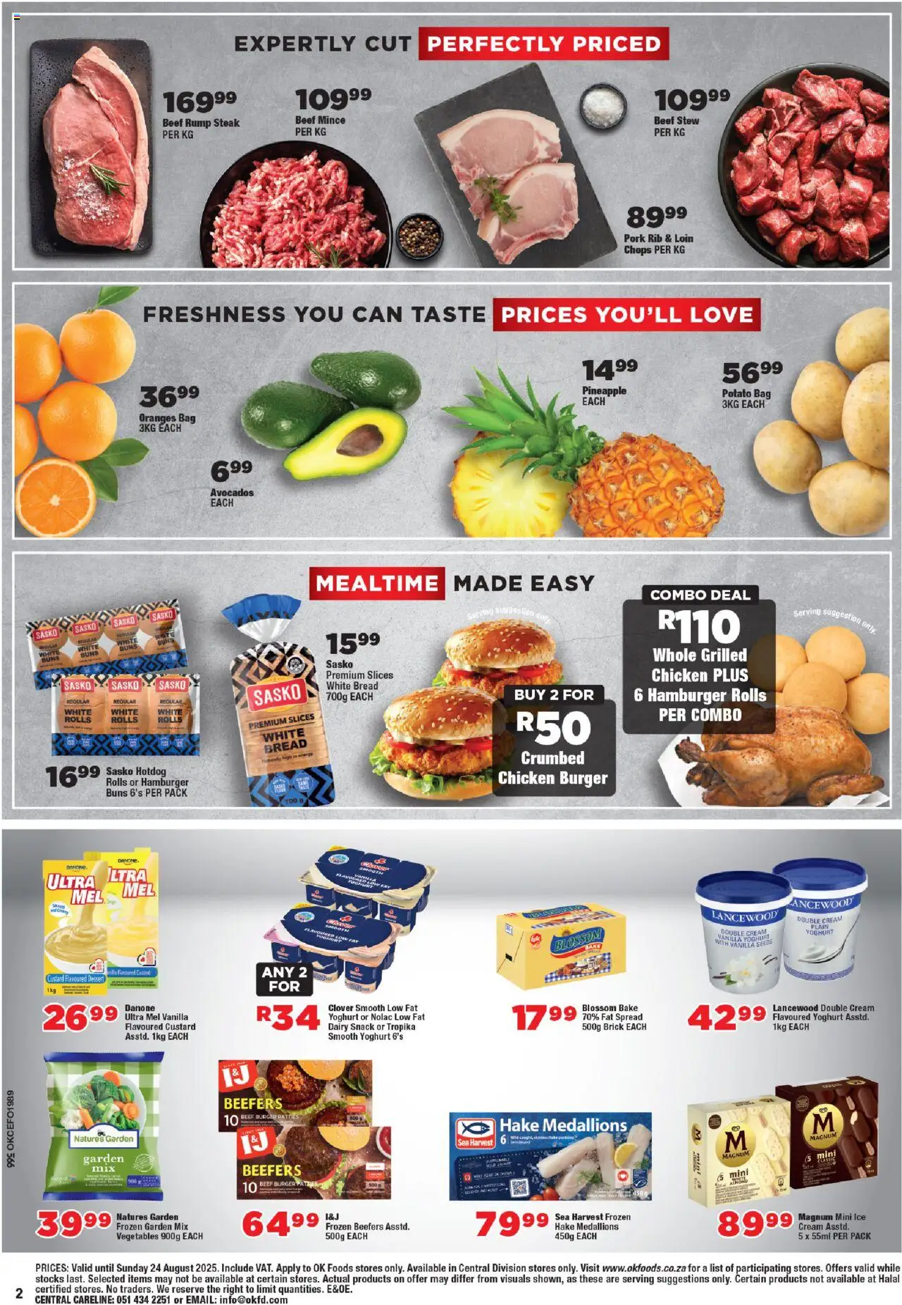 OK Foods Northen Cape - Specials │ valid from 13.08.2025 | Page: 2 | Products: Custard, Chicken, Avocados, Fat spread