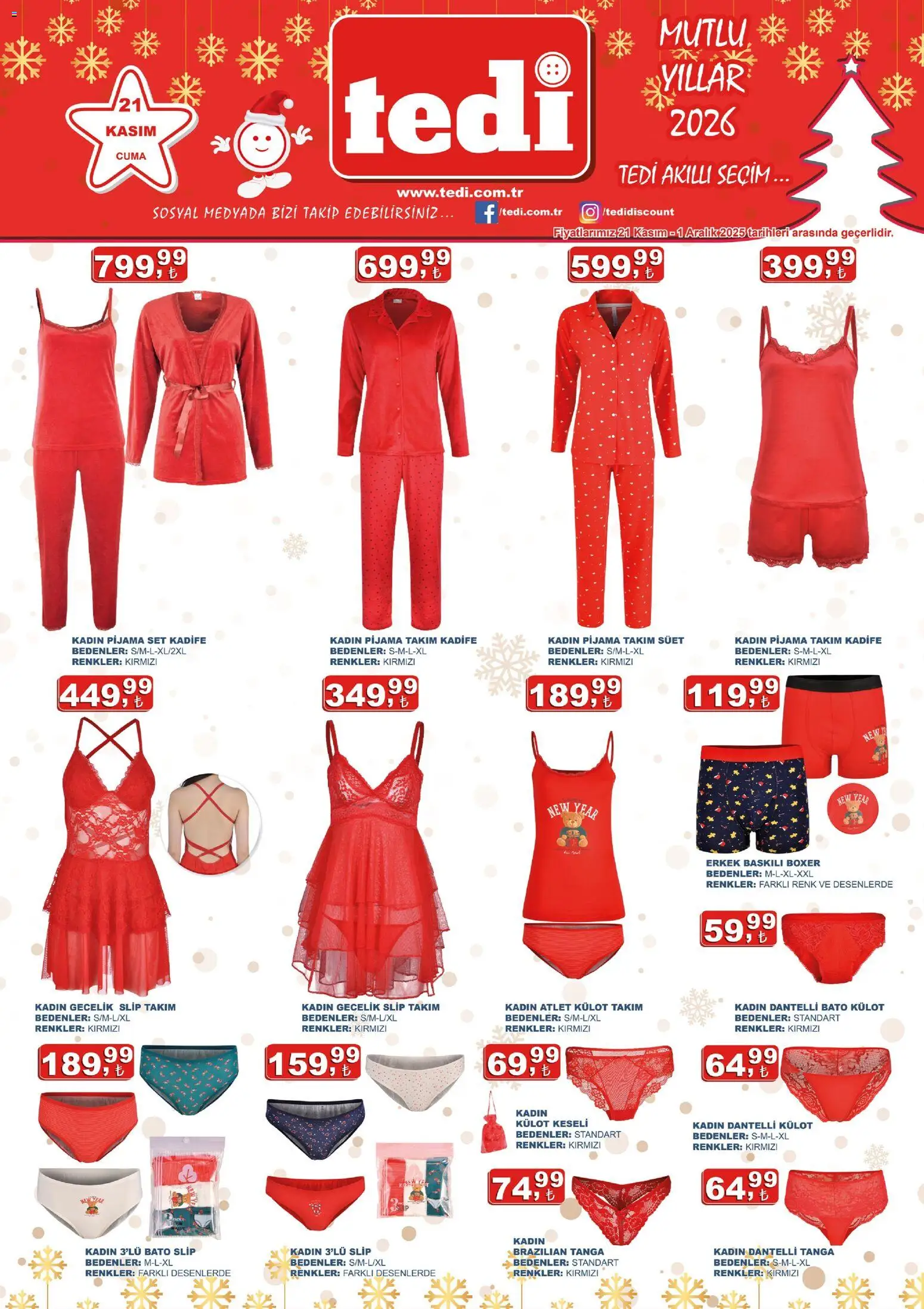 Tedi  - Katalog - 21.11.2025 tarihinden itibaren geçerlidir | Sayfa: 2 | Ürünler: Gecelik, Atlet, Külot, Pijama