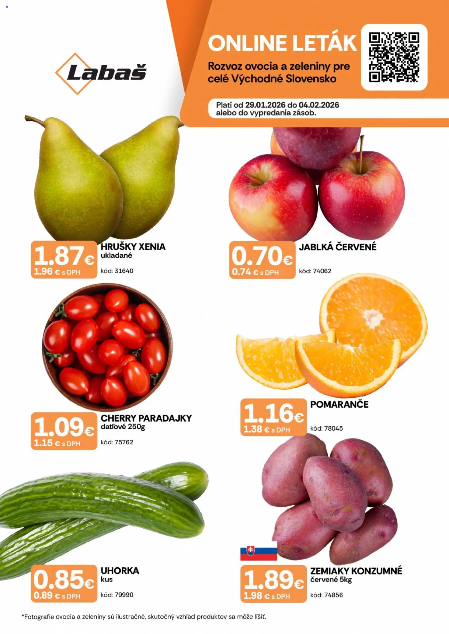 Nové Labaš akcie – leták je platný od 29.01.2026 | Strana: 1 | Produkty: Jablká, Paradajky, Zemiaky, Cherry paradajky