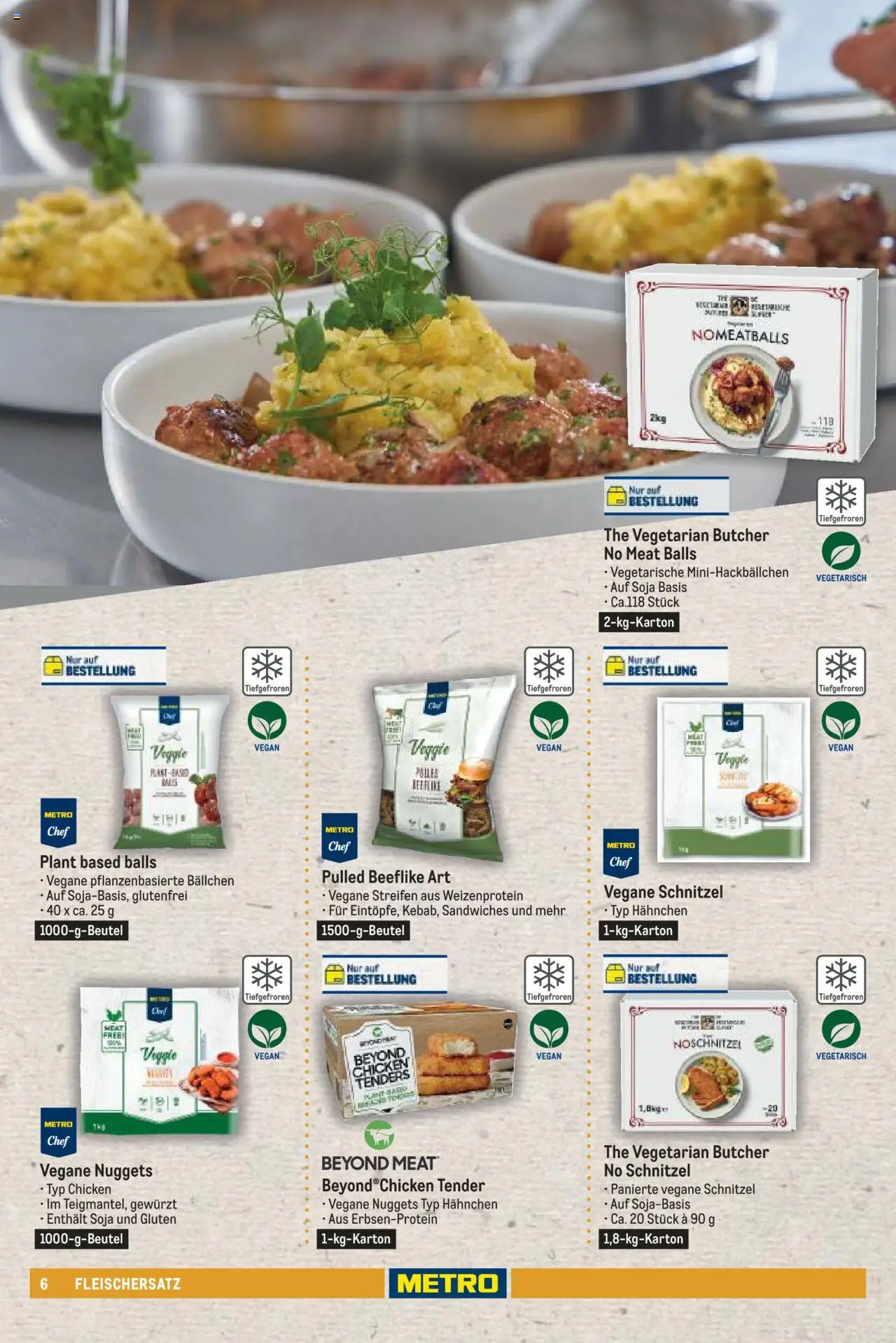 Metro Sortimentskatalog Vegane & Vegetarische Alternativen – gültig ab 22.08.2024 | Seite: 6 | Produkte: Hahnchen, Schnitzel