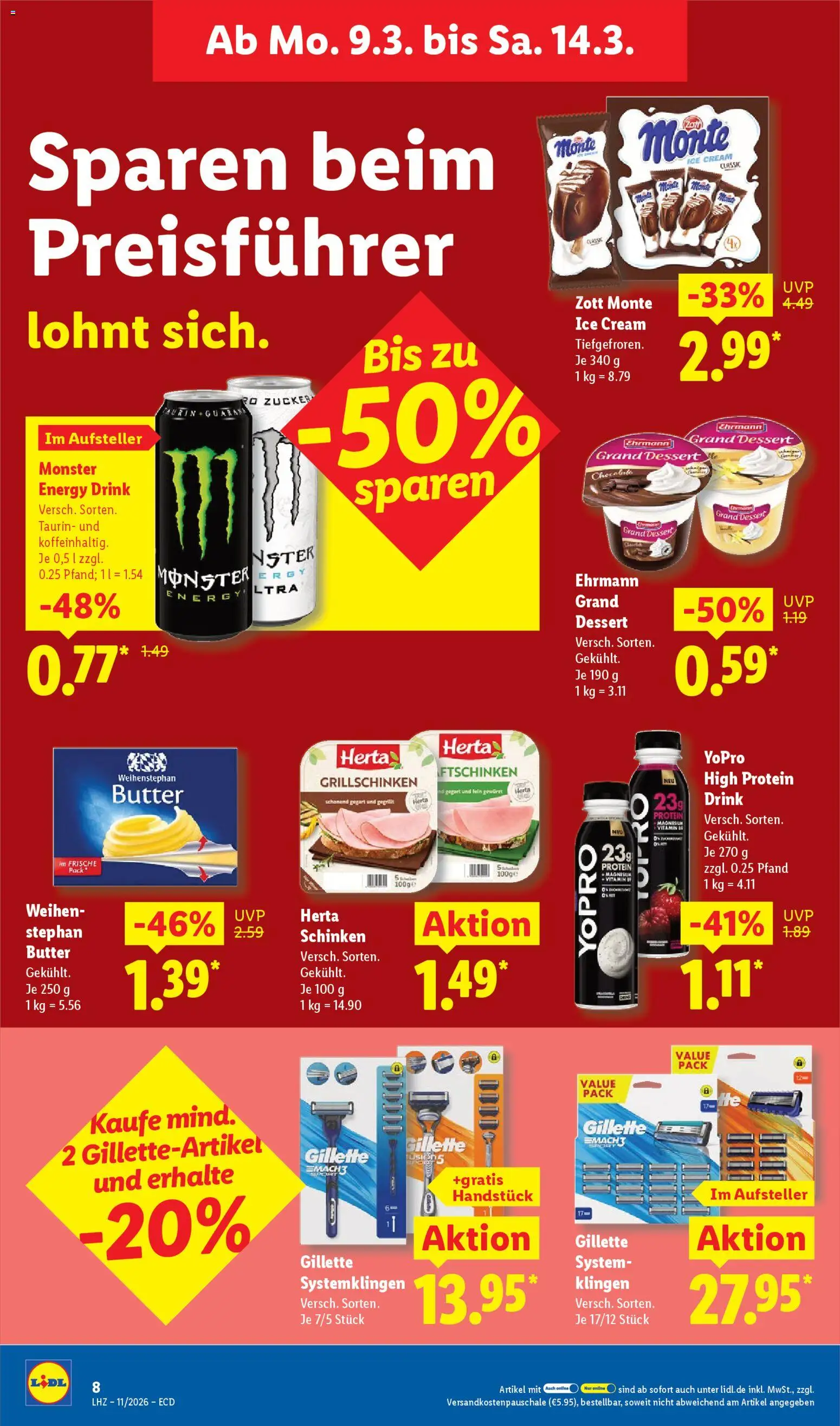 Lidl Prospekt – gültig ab 09.03.2026 | Seite: 22 | Produkte: Energy, Butter, Monster, Zucker