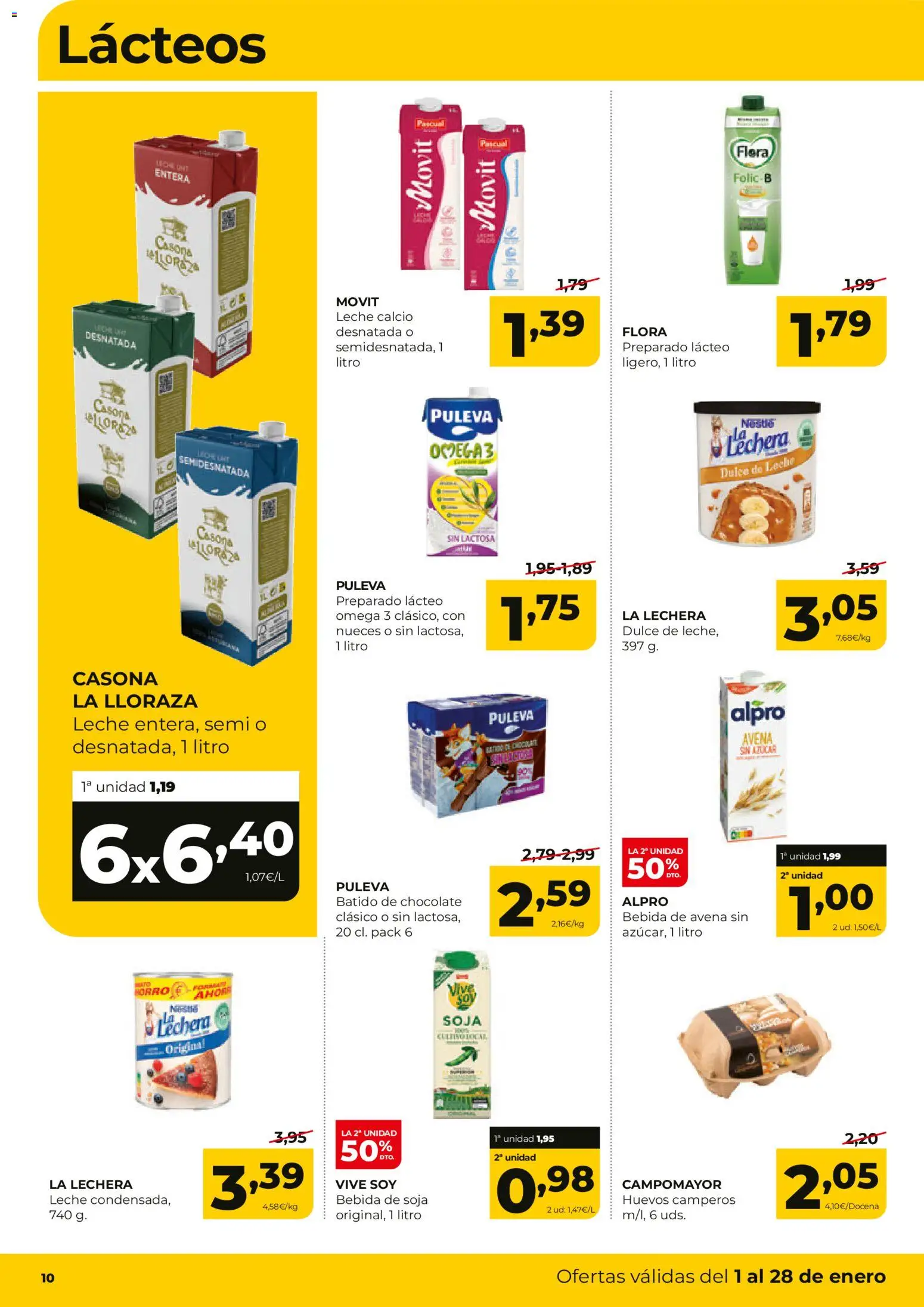 Alimerka folleto Asturias │ válido desde el 01.01.2026 | Página: 10 | Productos: Leche, Huevos, Bebida de avena, Bebida de soja