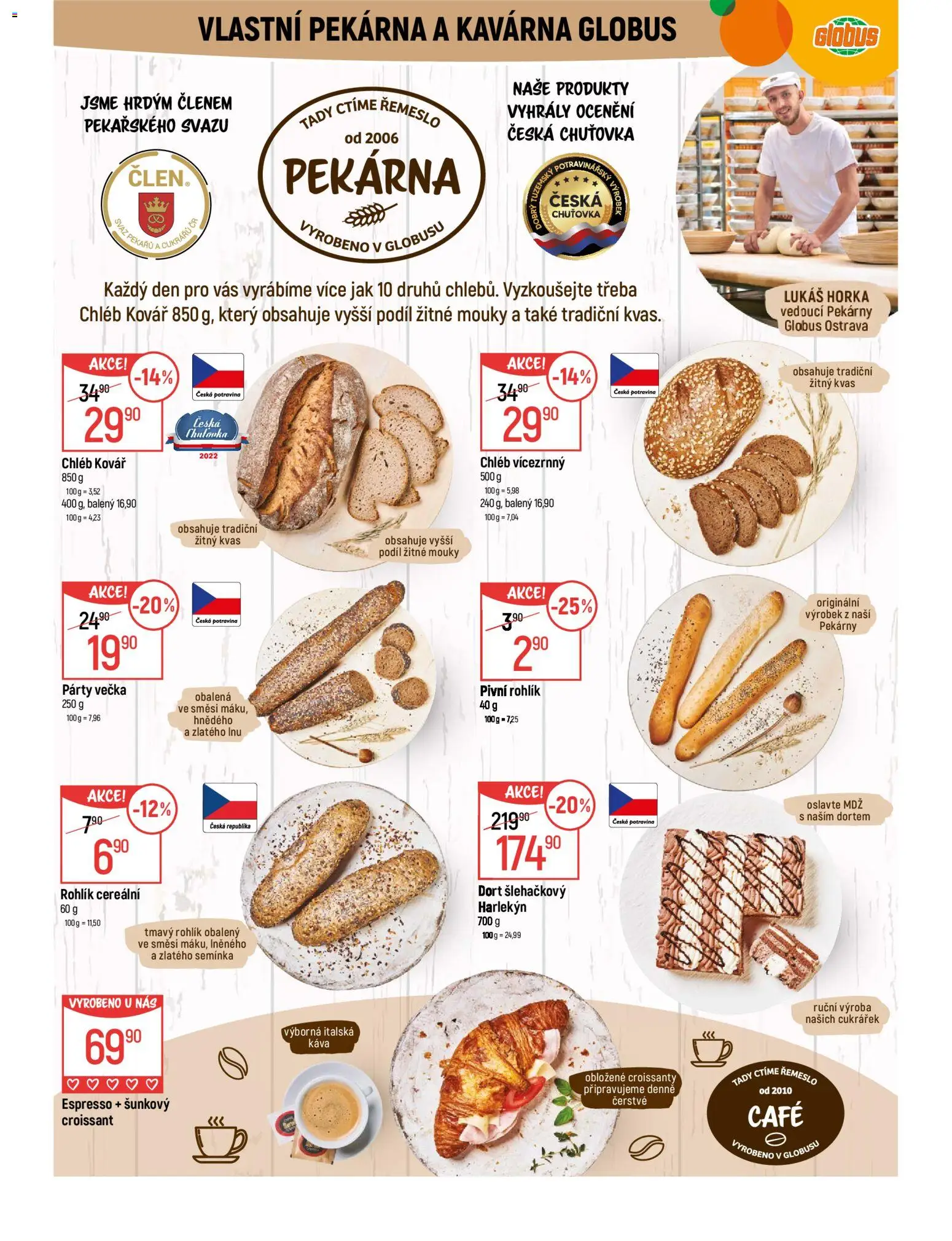 Globus leták - Ostrava od 04.03.2026 | Strana: 6 | Produkty: Chléb, Káva, Pekárna, Croissant
