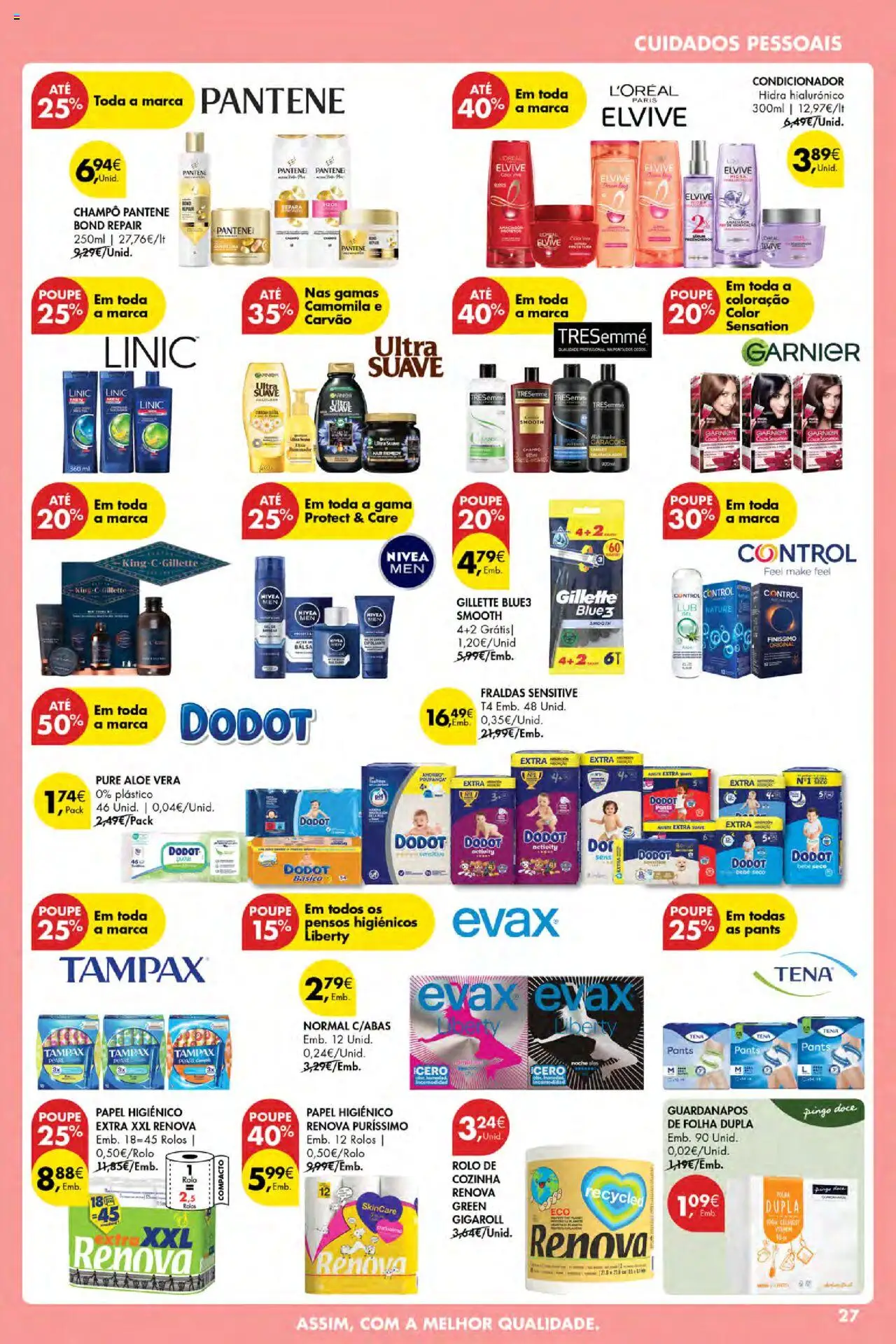Pingo Doce Poupe Esta Semana Açores │ válido de 18.09.2025 | Página: 27 | Produtos: Iluminador, Pensos higiénicos, Shampoo, Condicionador
