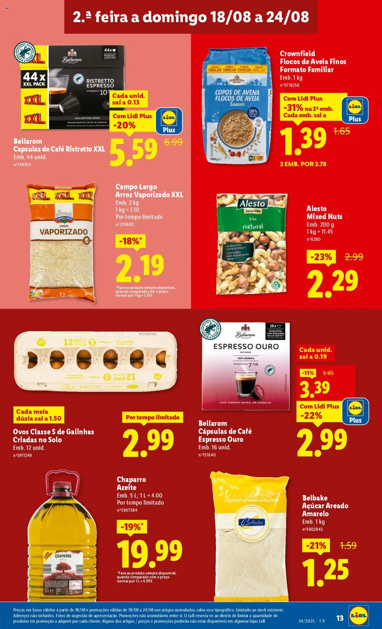 Lidl folheto │ válido de 18.08.2025 | Página: 13 | Produtos: Copos, Ômega 3, Ovos, Café