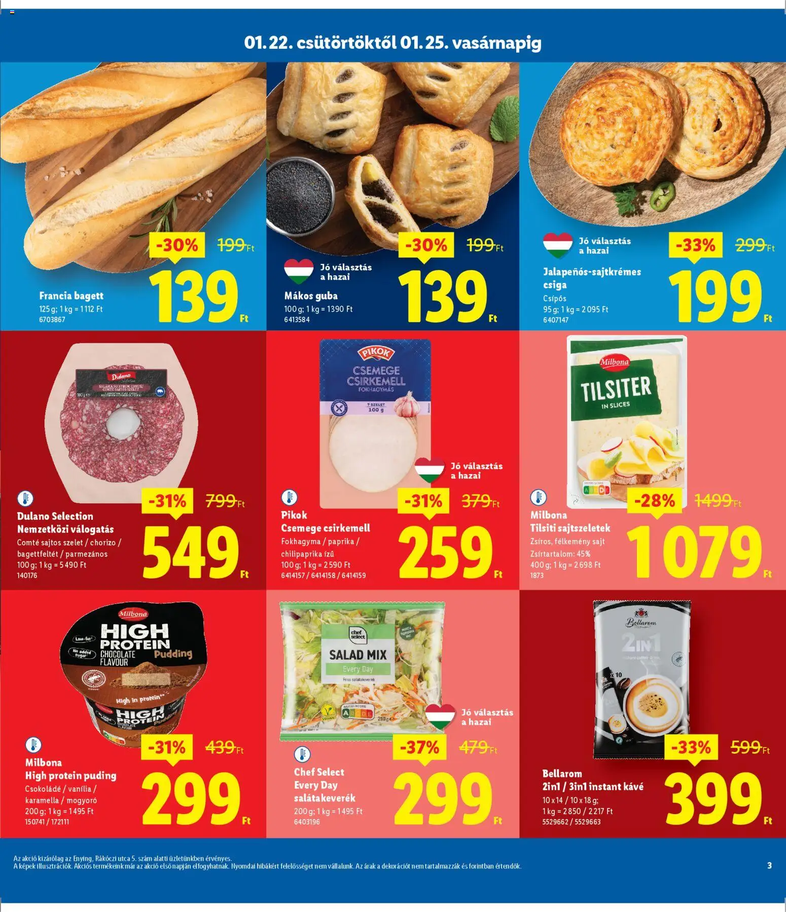 Lidl akciós ujság - amely érvényes a következő dátumtól: 22.01.2026 | Oldal: 3 | Termékek: Fokhagyma, Csokoládé, Saláta, Só