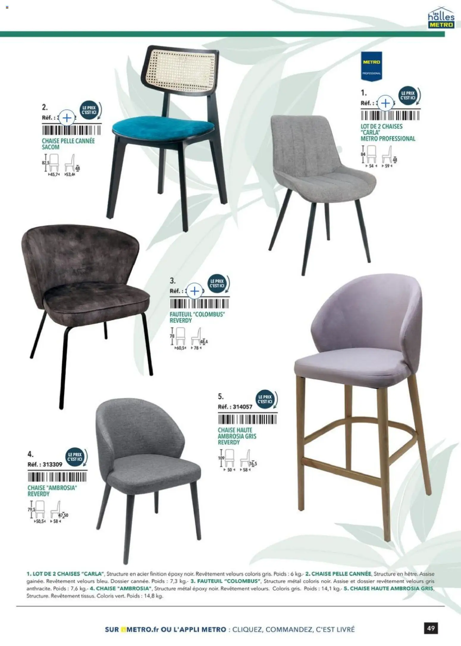 {H1} | Page: 49 | Produits: Poids, Fauteuil, Chaise, Livre