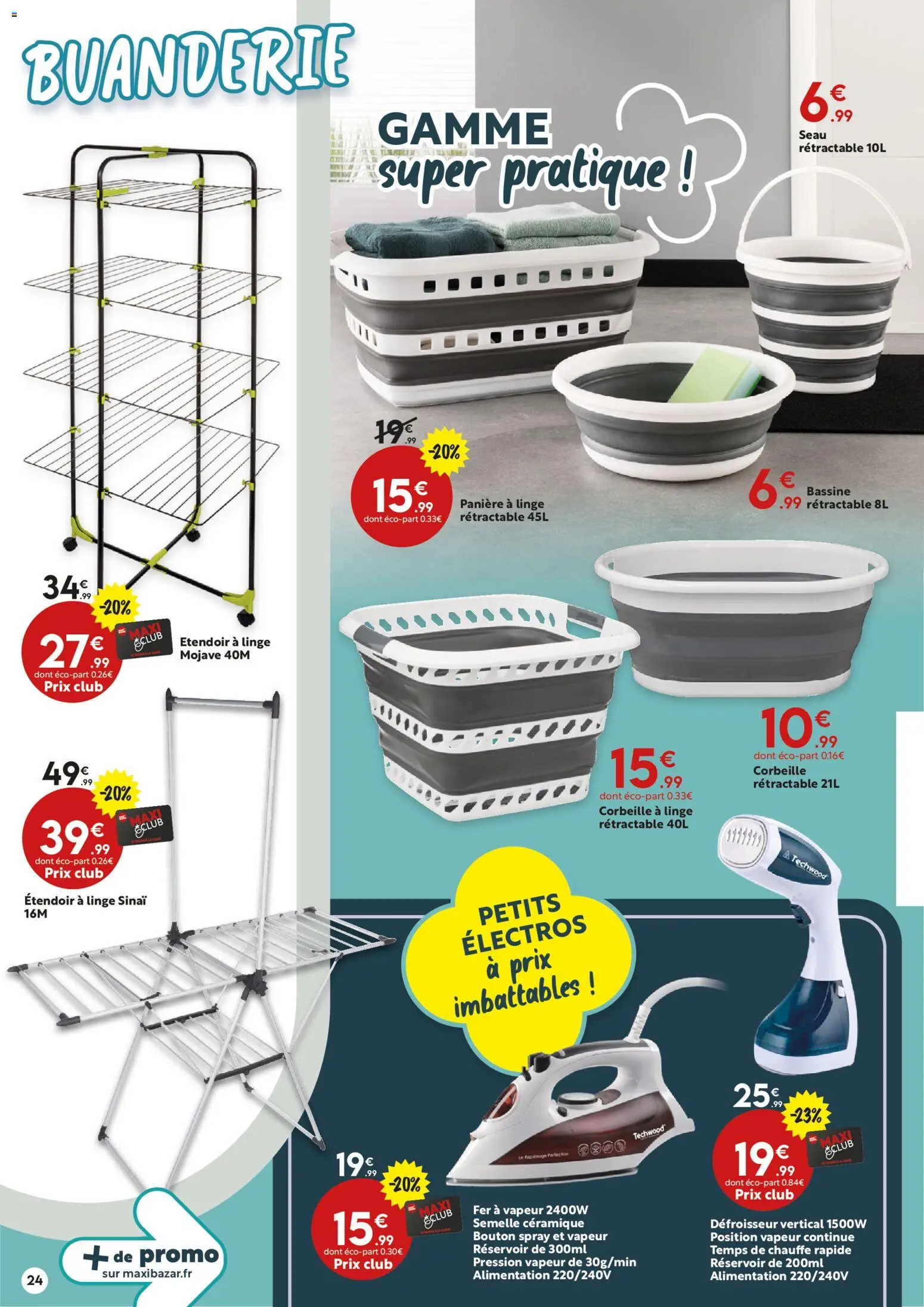 {H1} | Page: 24 | Produits: Defroisseur vertical, Bassine, Étendoir à linge, Fer à vapeur