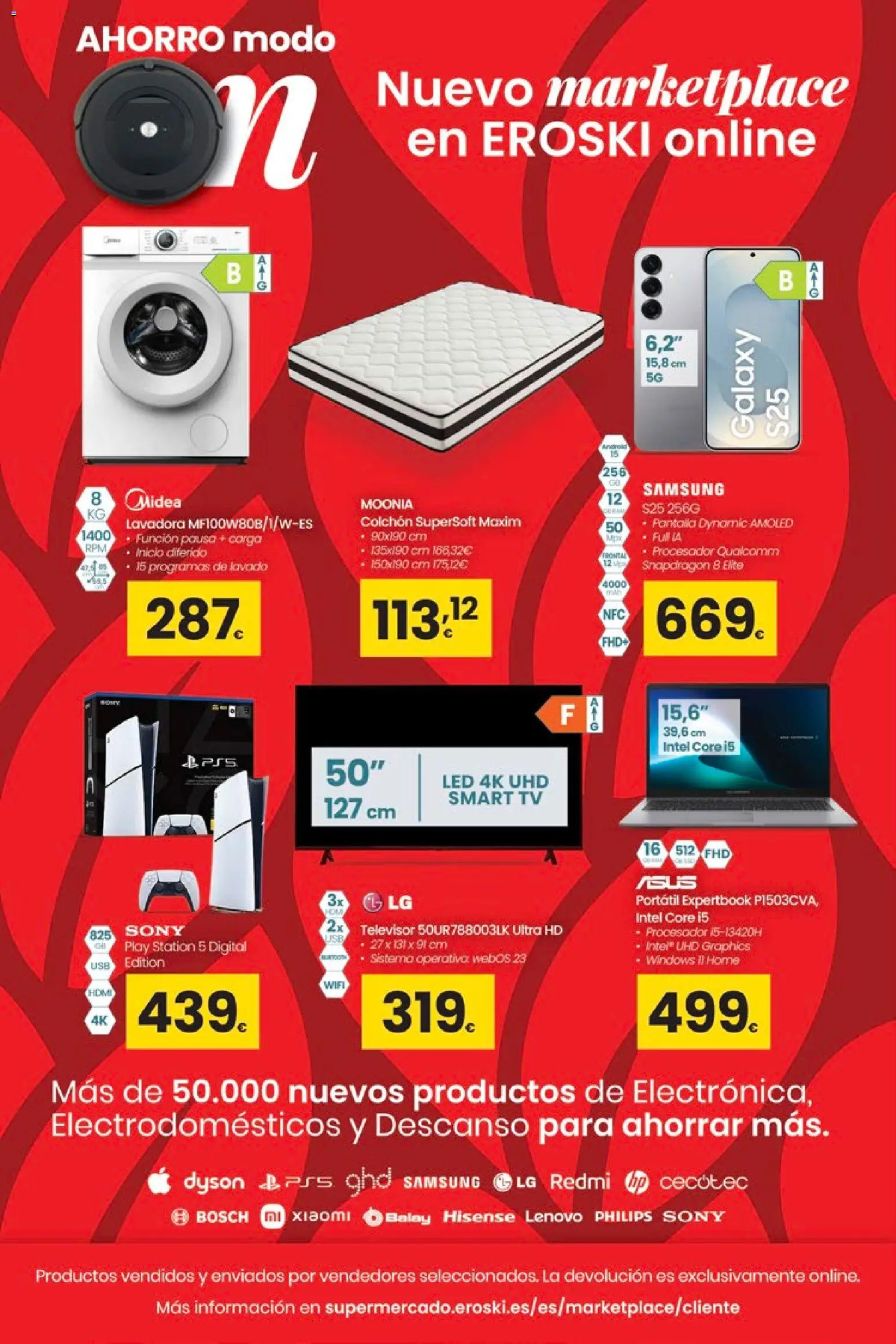 Eroski - Black Friday │ válido desde el 20.11.2025 | Página: 22 | Productos: Colchon, Televisor, Lavadora